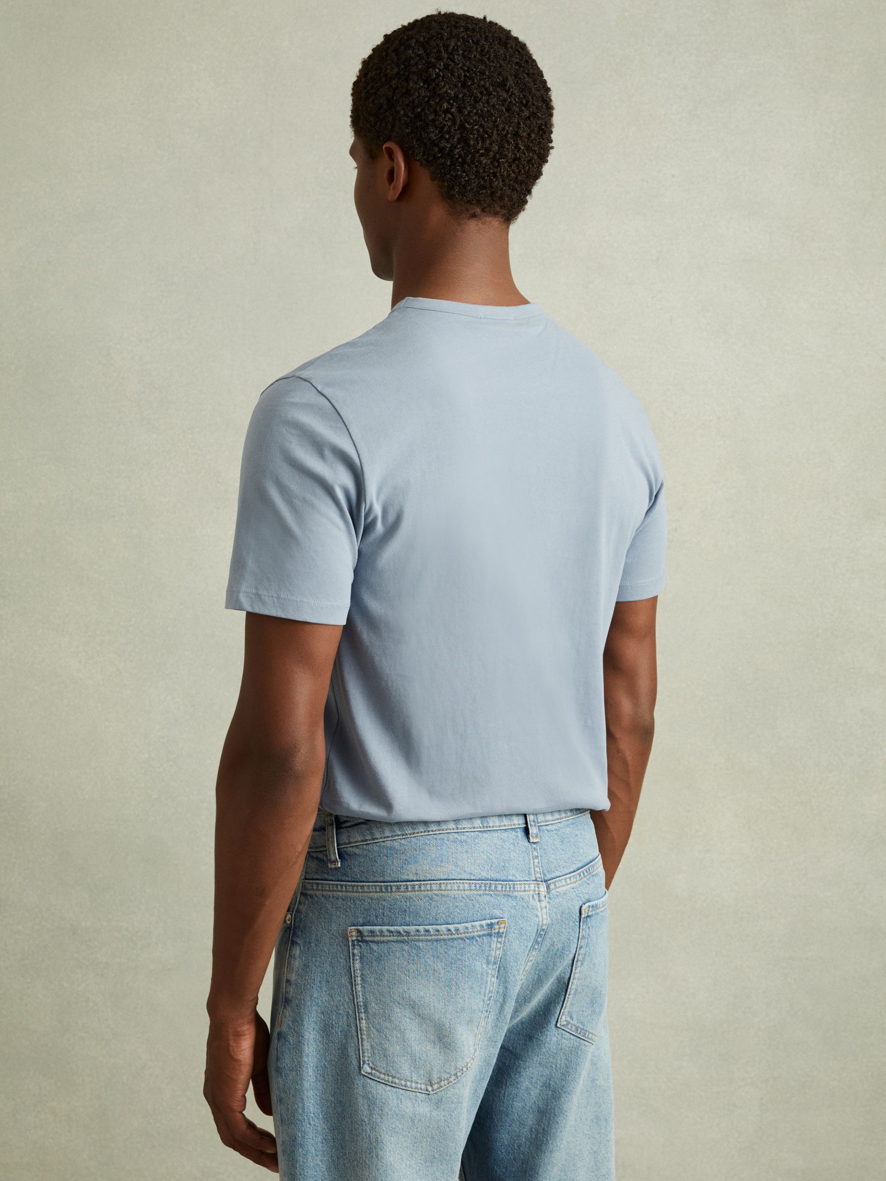 Cotton Crew Neck T-Shirt in Airforce Blue - Image 4 of 6