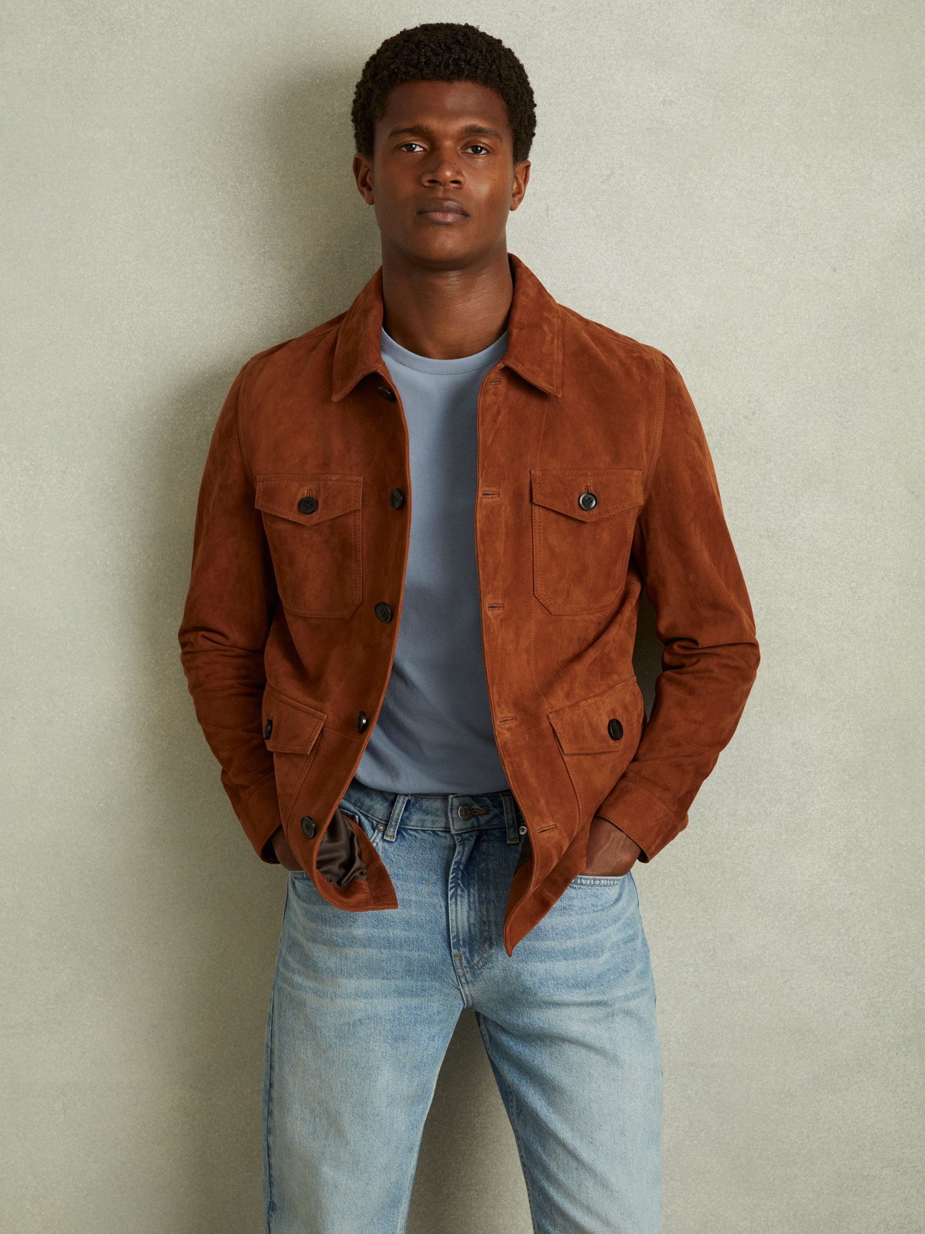 Cotton Crew Neck T-Shirt in Airforce Blue - Image 5 of 6
