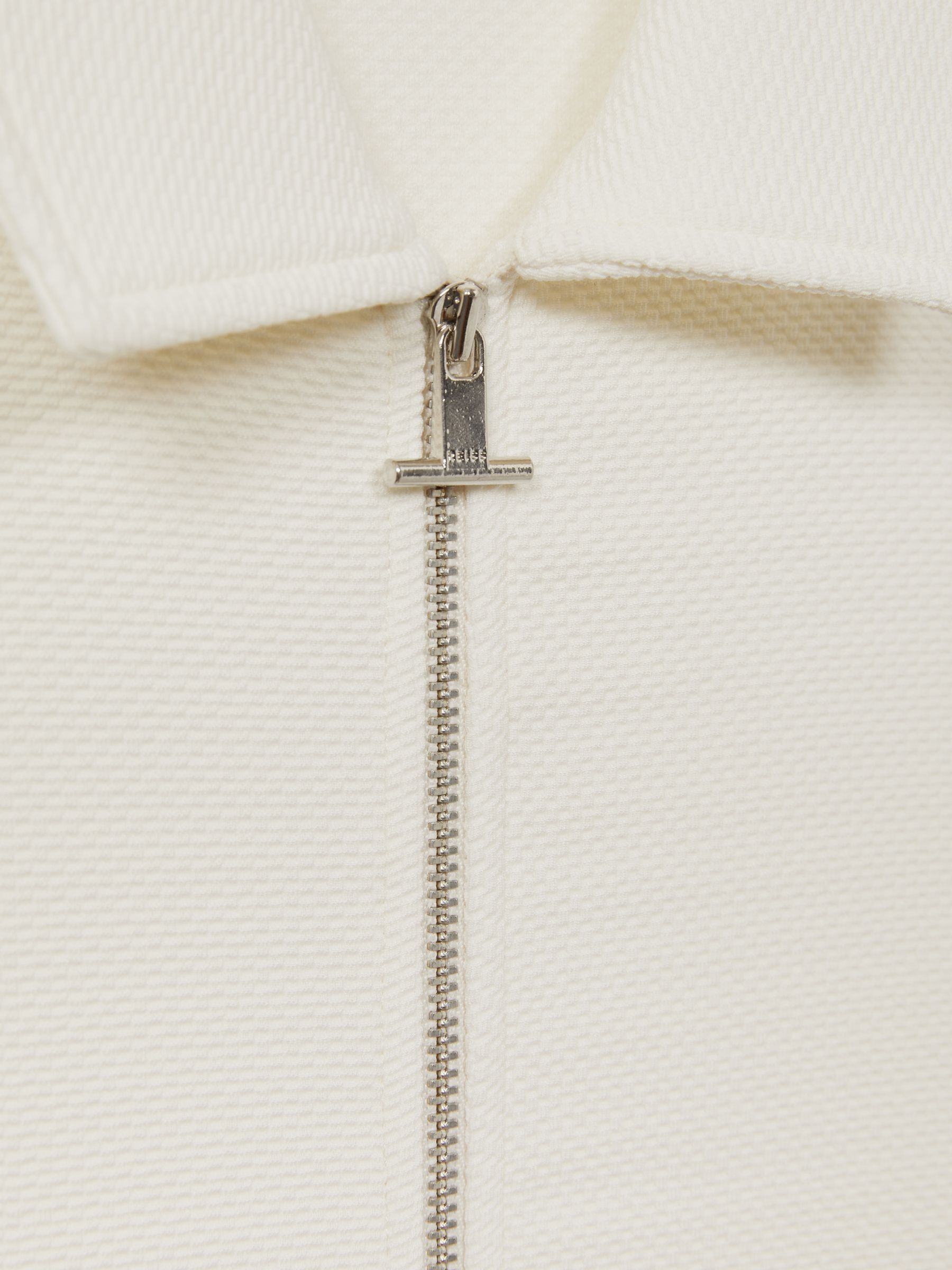 Textured Zip-Through Overshirt in Off White - Image 6 of 6