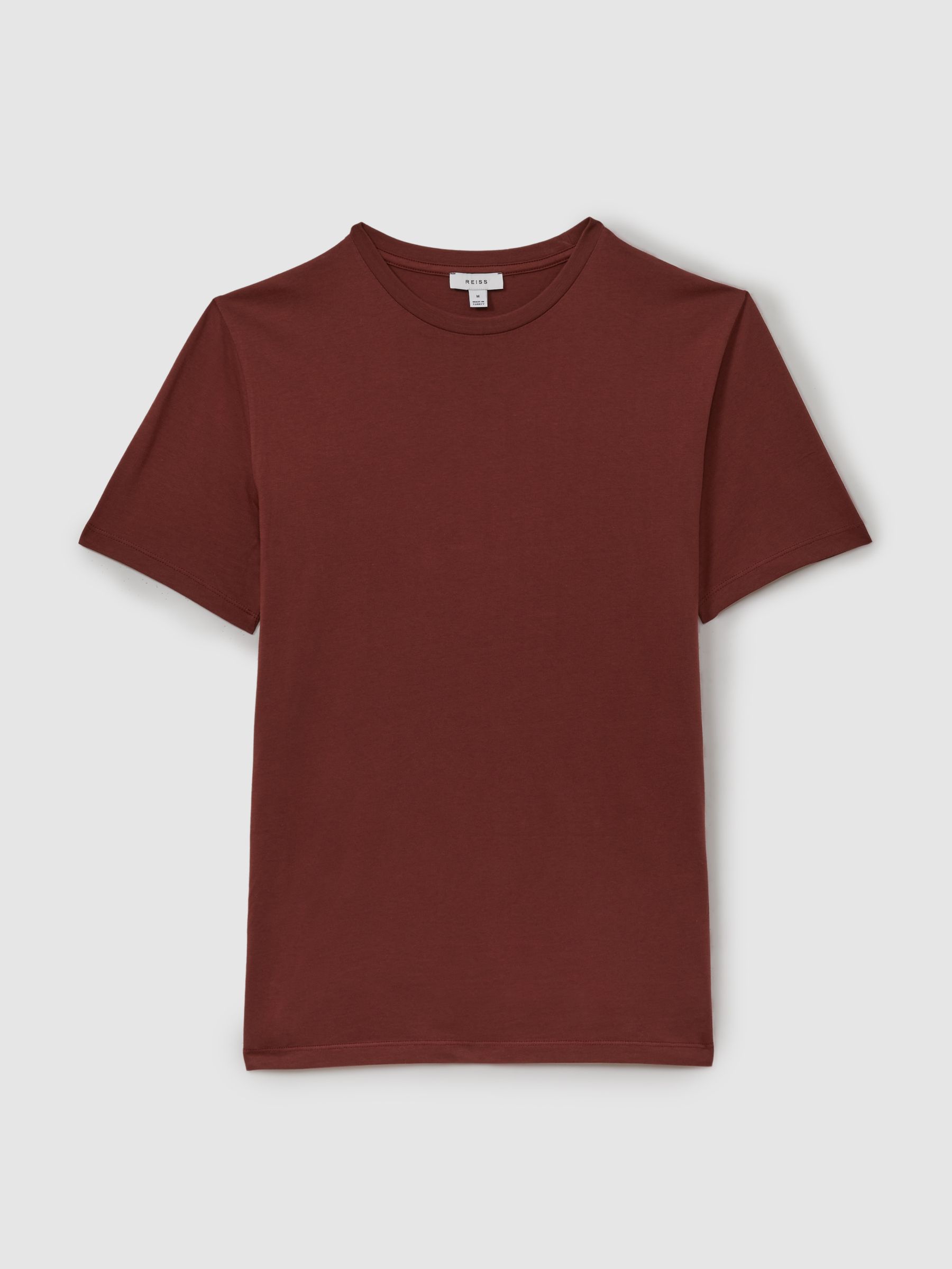 Cotton Crew Neck T-Shirt in Red Brick - Image 2 of 5