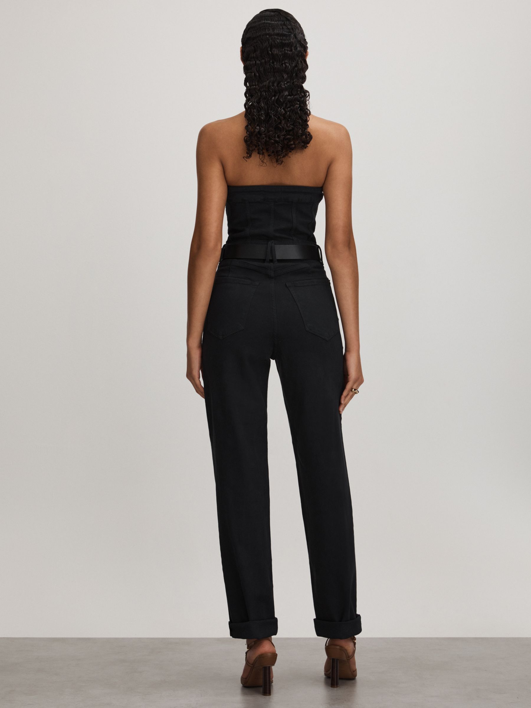 Good American Strapless Denim Jumpsuit in Black - Image 4 of 5