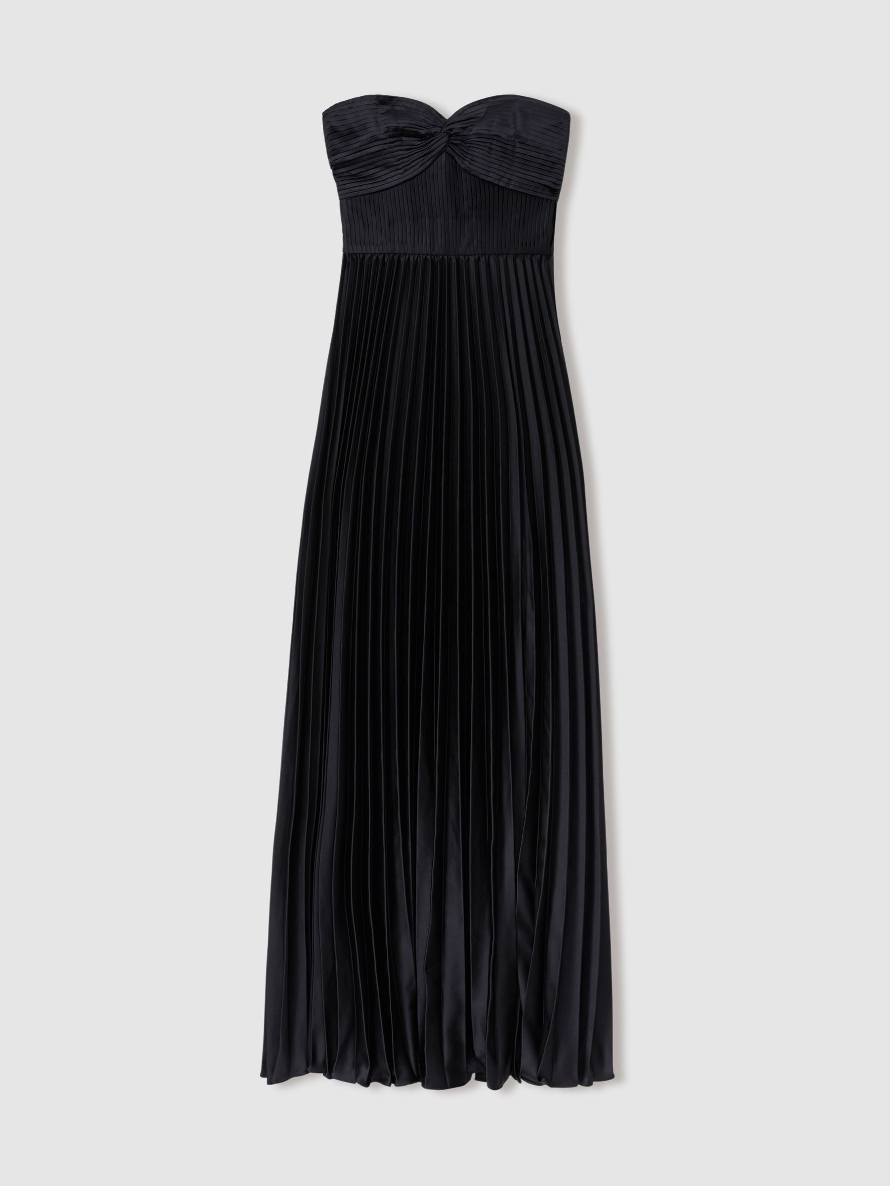 Stef Navy Amur Satin Pleated Maxi Dress - Image 2 of 5