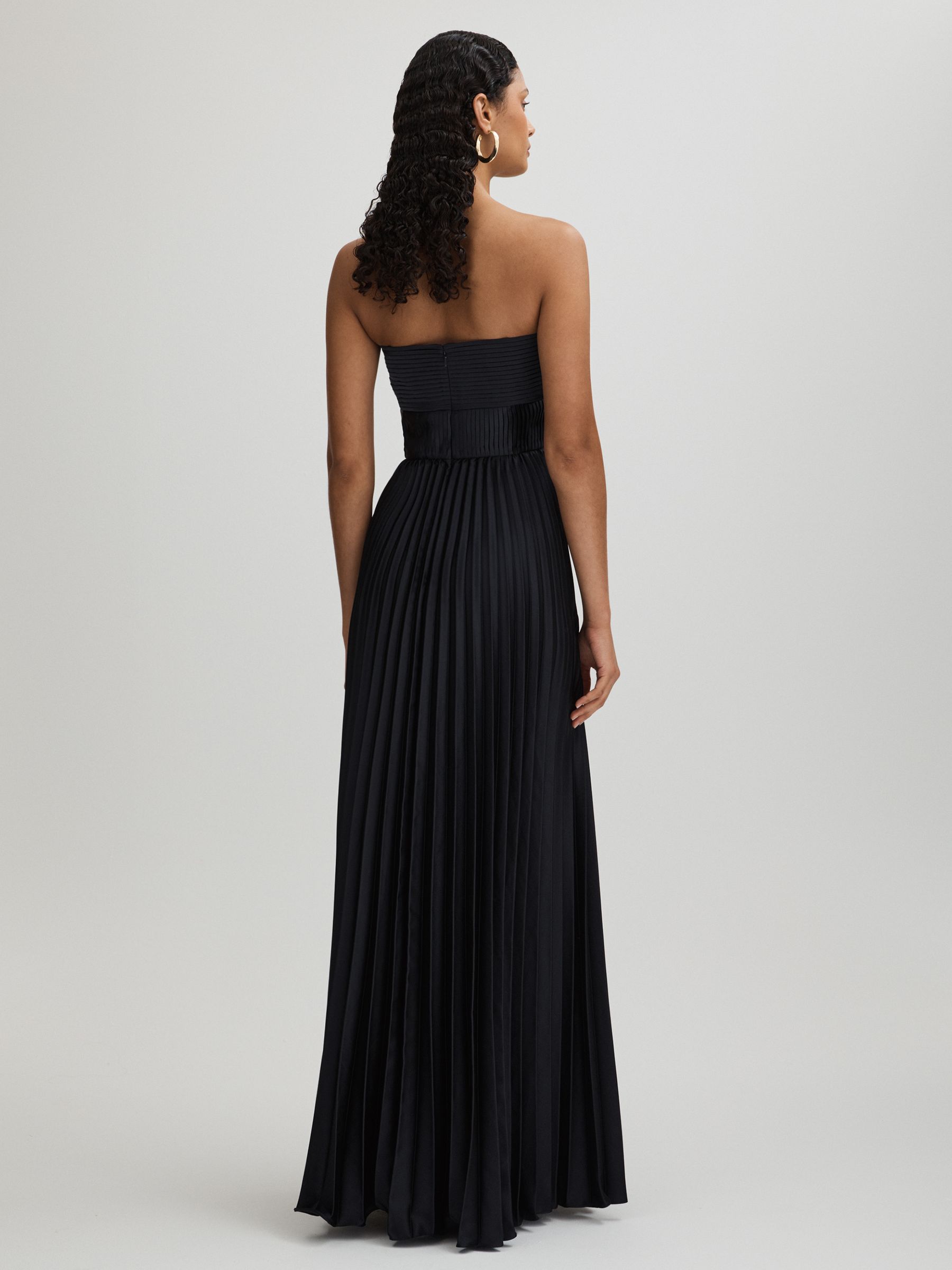 Stef Navy Amur Satin Pleated Maxi Dress - Image 4 of 5