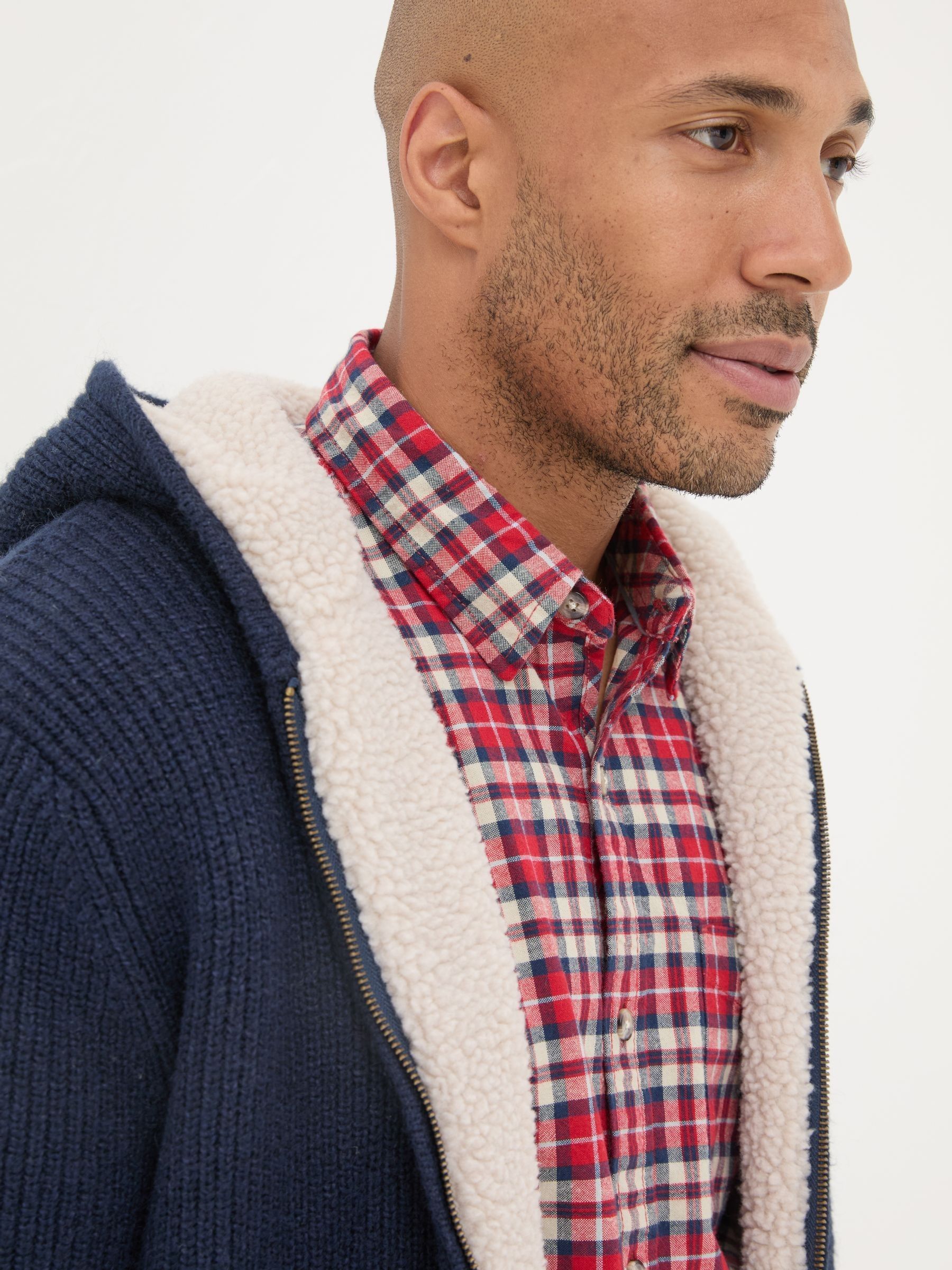 Linton Navy Knitted Zip Hoodie - Image 5 of 6