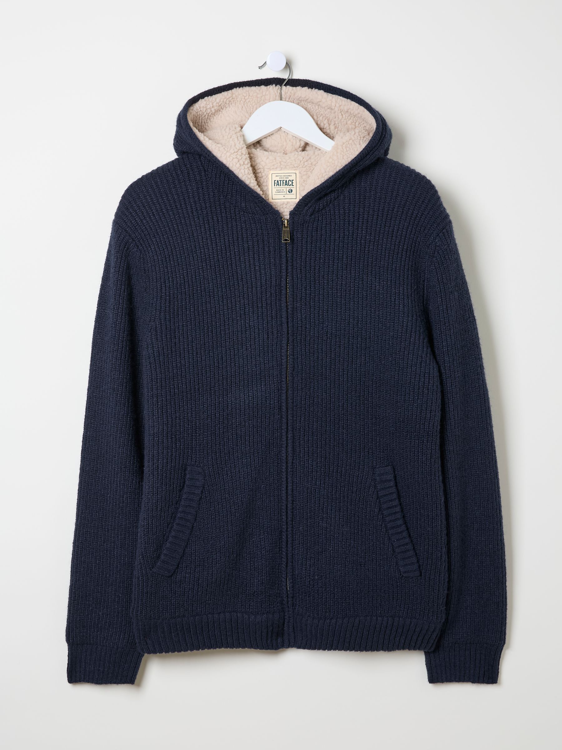 Linton Navy Knitted Zip Hoodie - Image 6 of 6