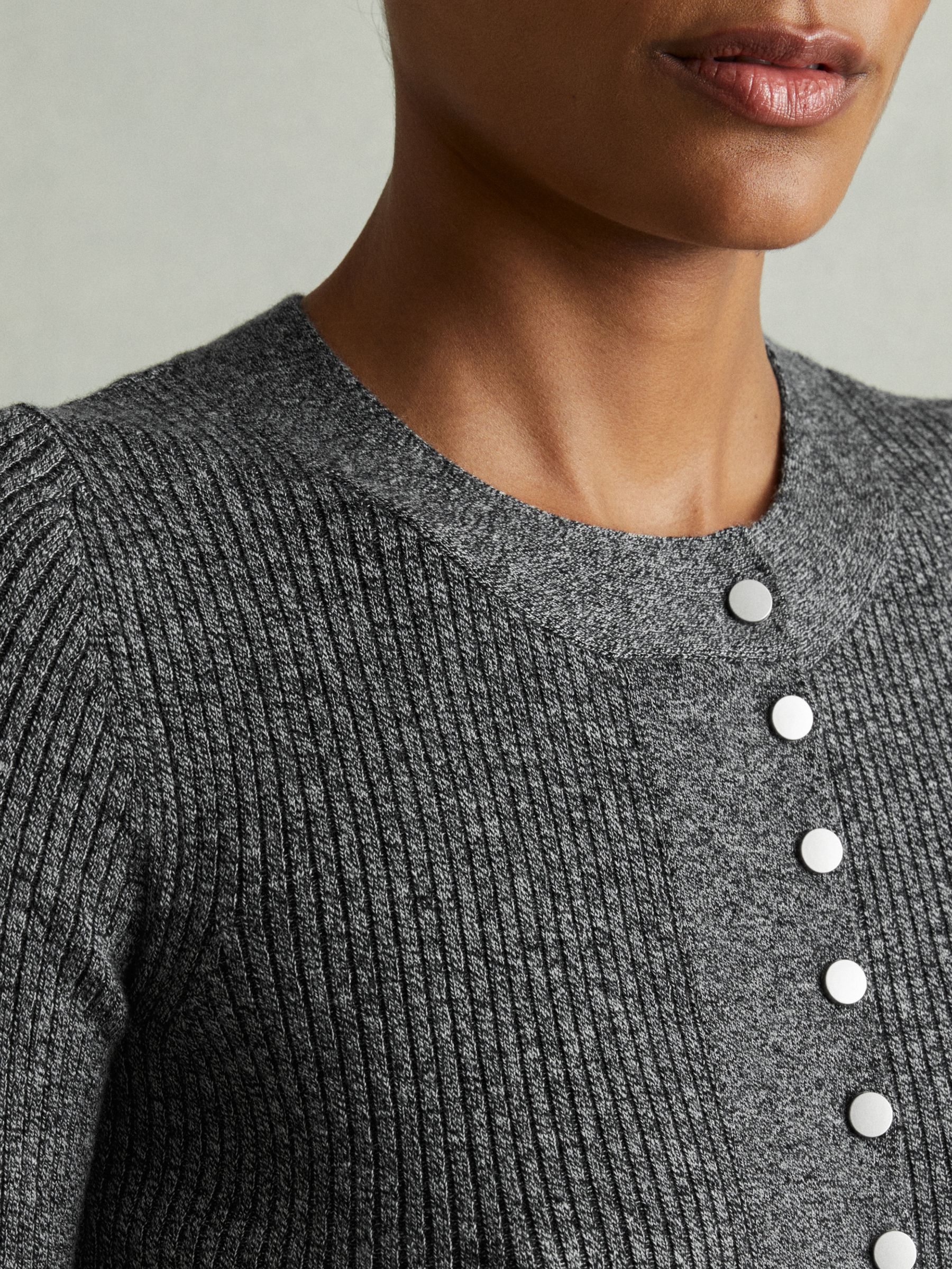 Sandy Grey Ribbed Wool Blend Midi Dress - Image 3 of 5