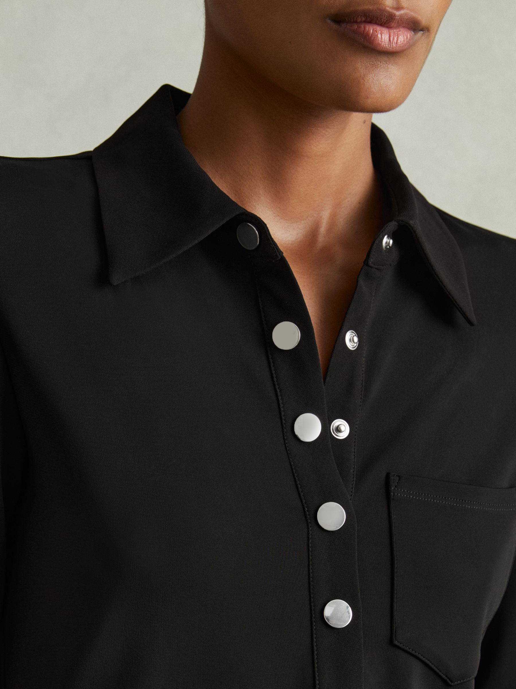 Rosina Black Jersey Polo Maxi Dress - Image 4 of 6