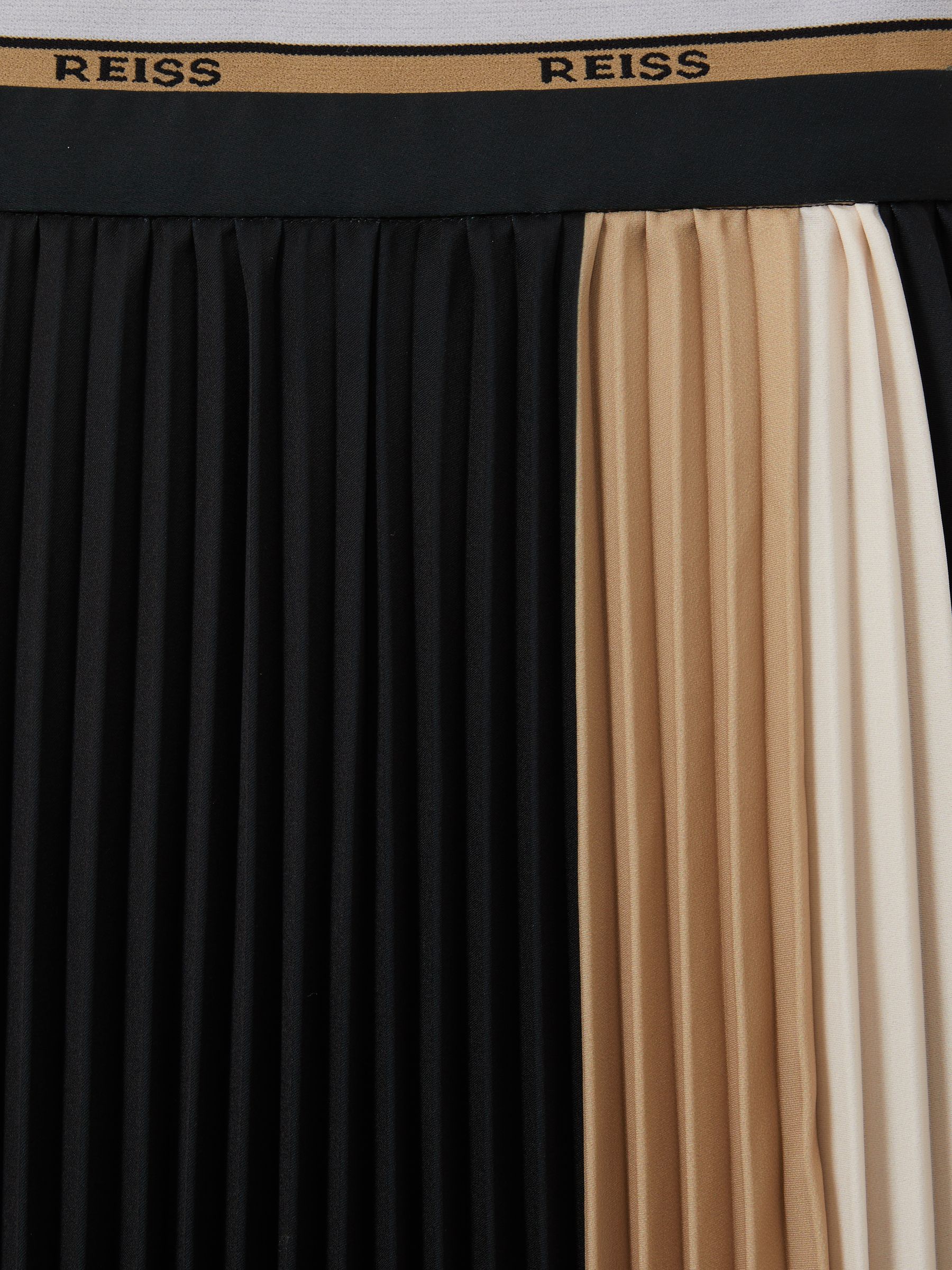 Iris Black Pleated Waistband Detail Midi Skirt - Image 6 of 6