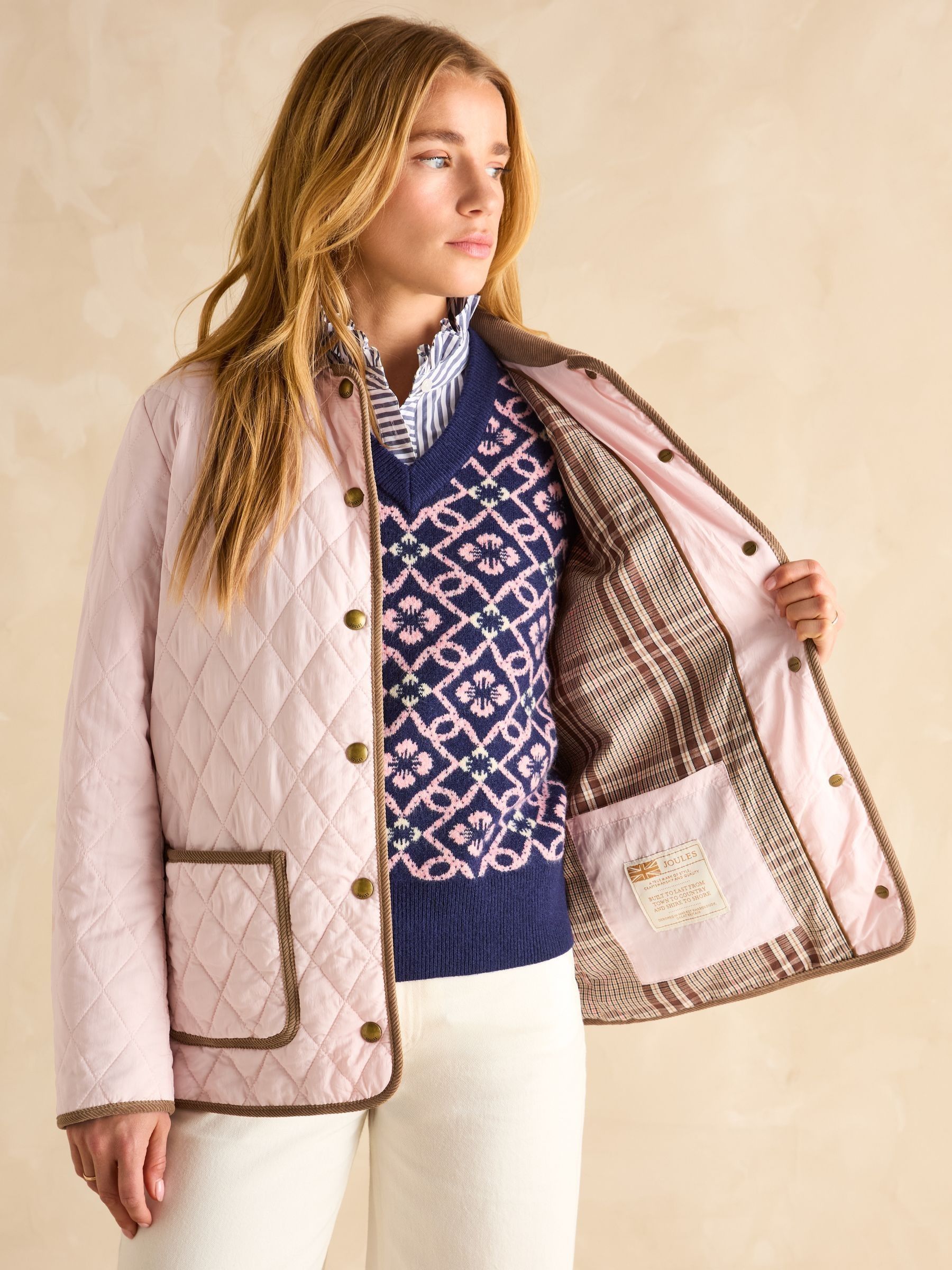 Quinn Pink Showerproof Diamond Quilted Coat - Image 6 of 14