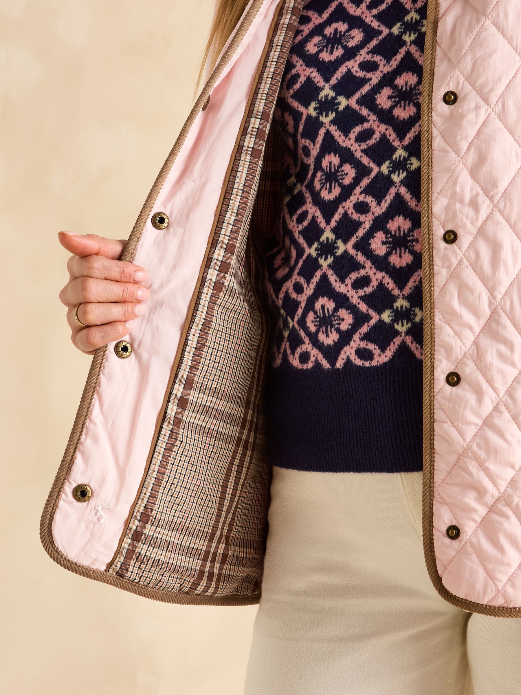 Quinn Pink Showerproof Diamond Quilted Coat - Image 7 of 14