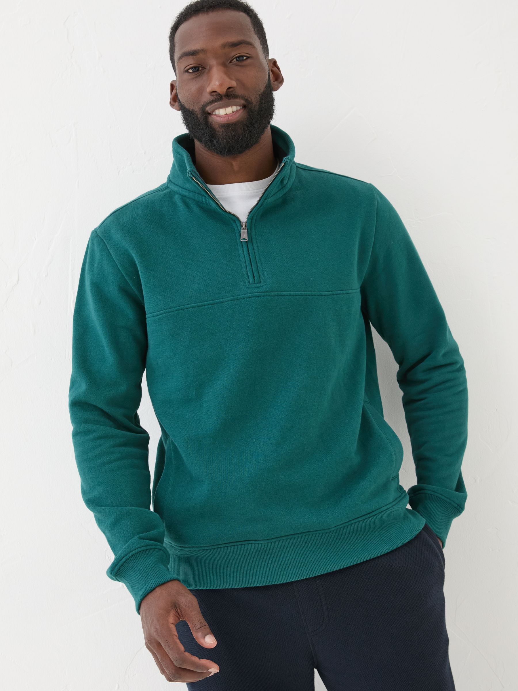 Brooke Dark Teal Half Neck Sweatshirt FatFace