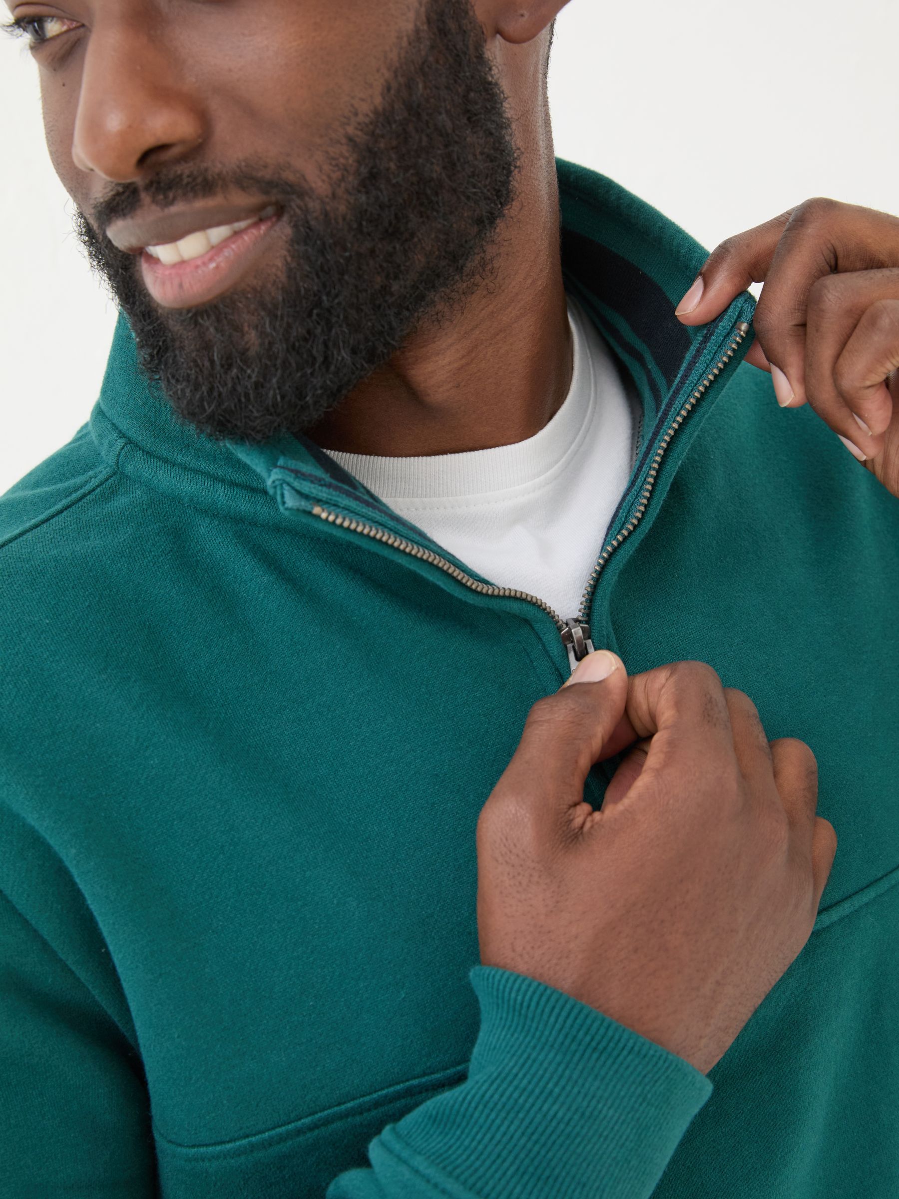 Brooke Dark Teal Half Neck Sweatshirt - Image 3 of 5