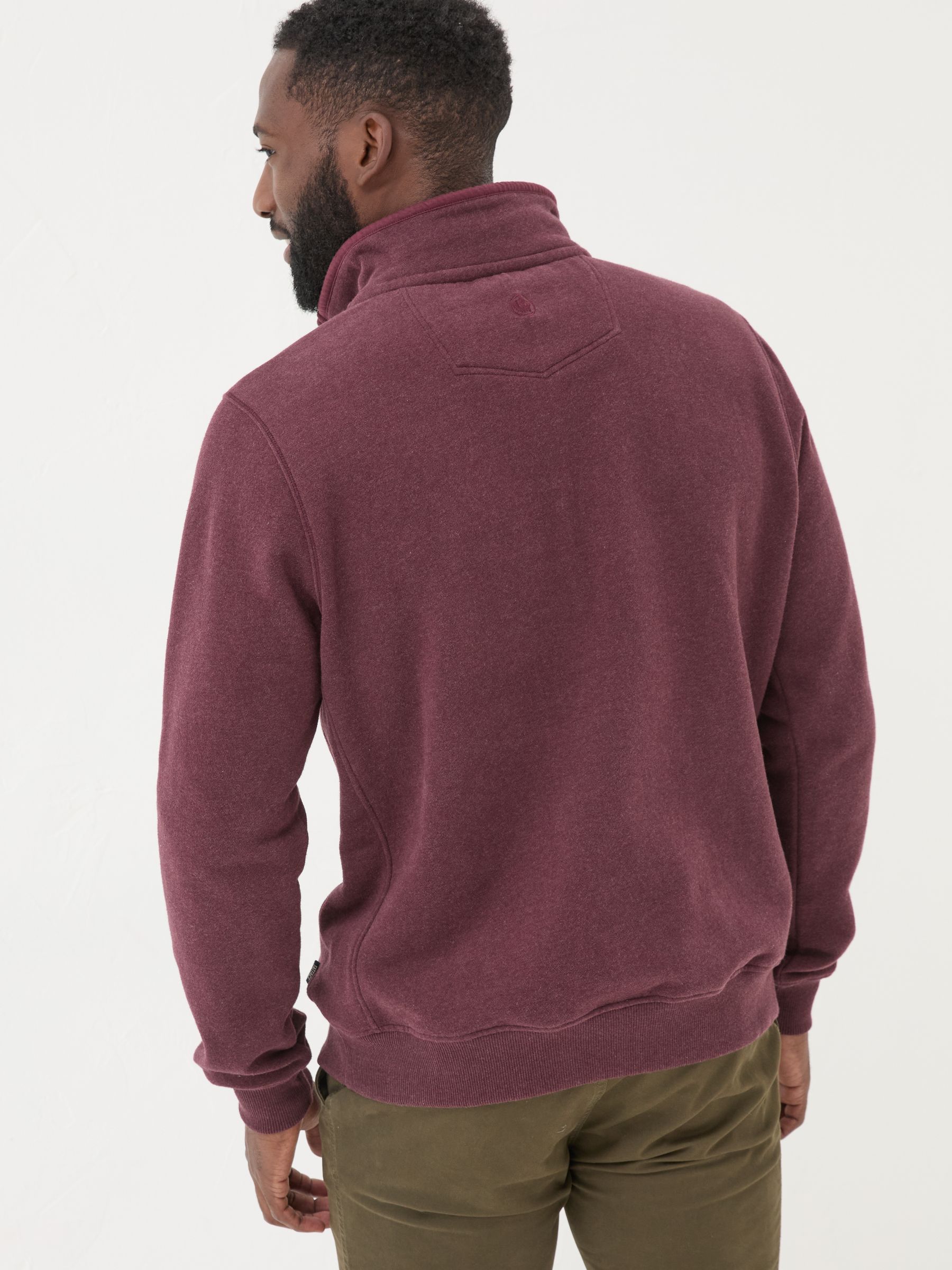 Burgundy Red Brooke Half Neck 100% Cotton Sweatshirt - Image 2 of 5