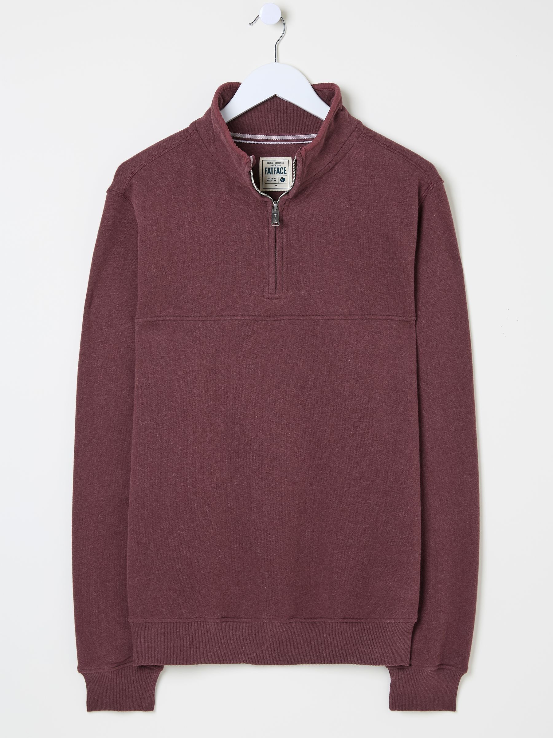 Burgundy Red Brooke Half Neck 100% Cotton Sweatshirt - Image 5 of 5