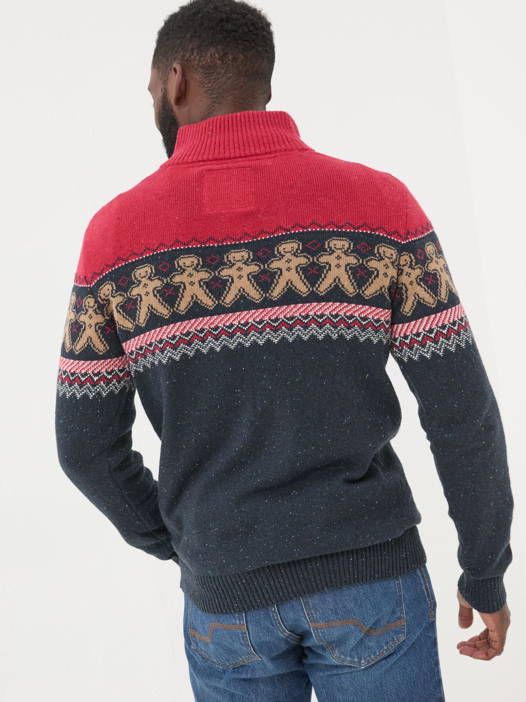 Navy Blue Gingerbread Half Neck Jumper - Image 2 of 6