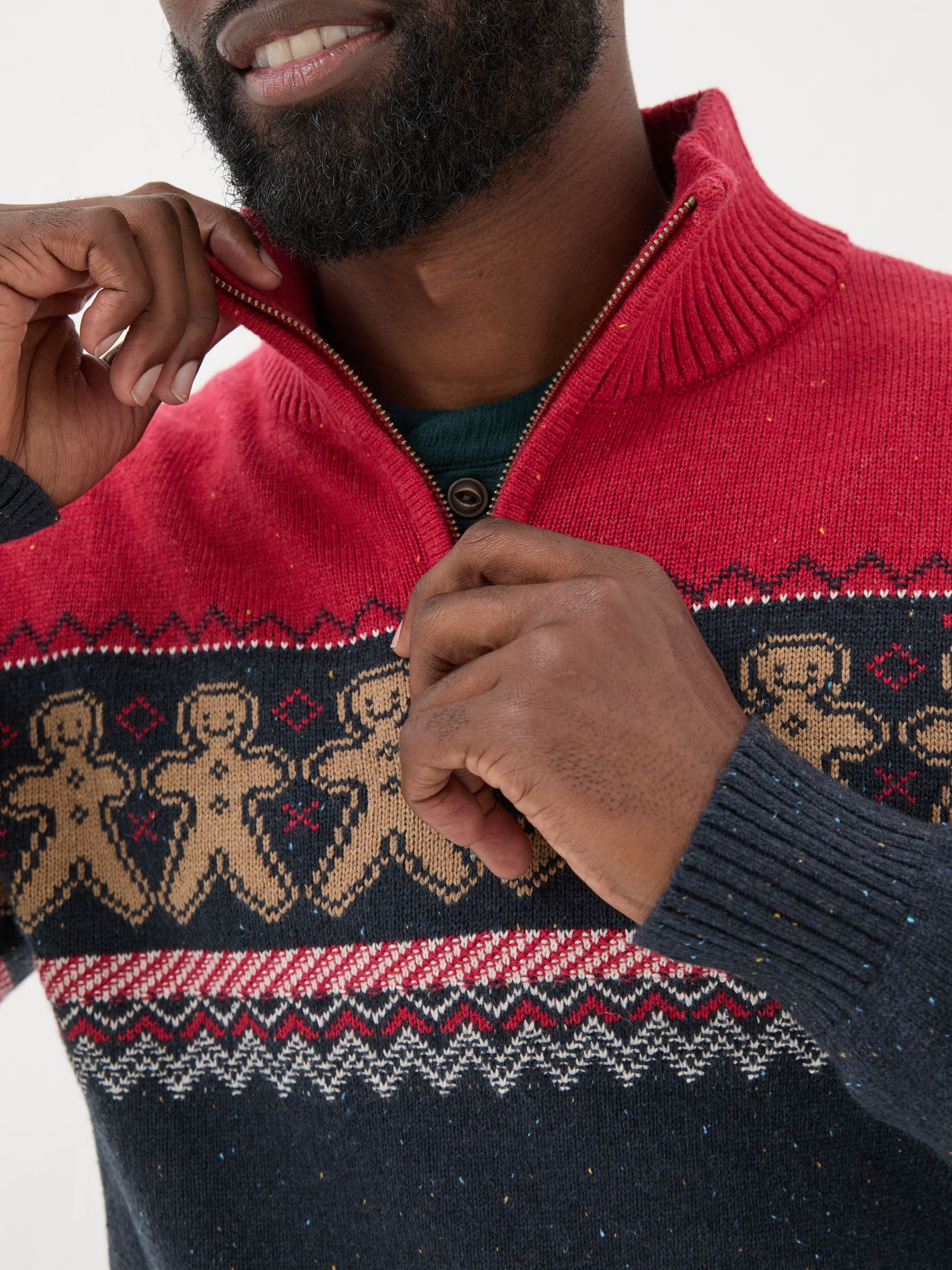 Navy Blue Gingerbread Half Neck Jumper - Image 4 of 6