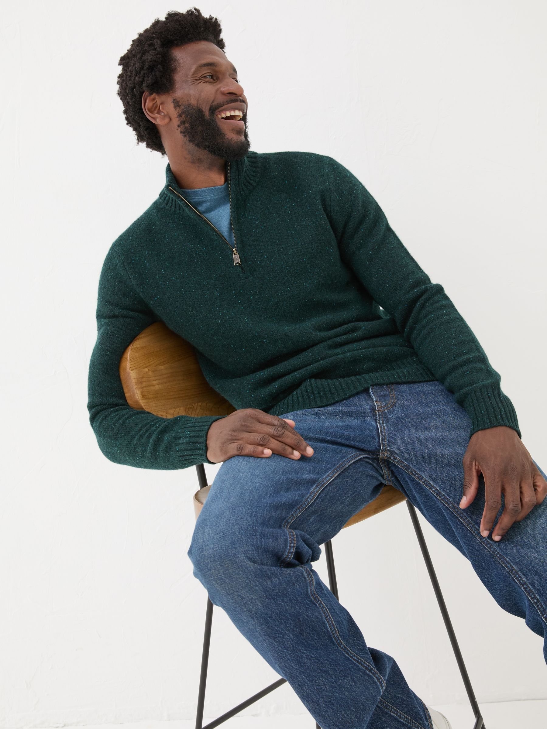 Dark Green Lambswool Half Neck Jumper - Image 3 of 6