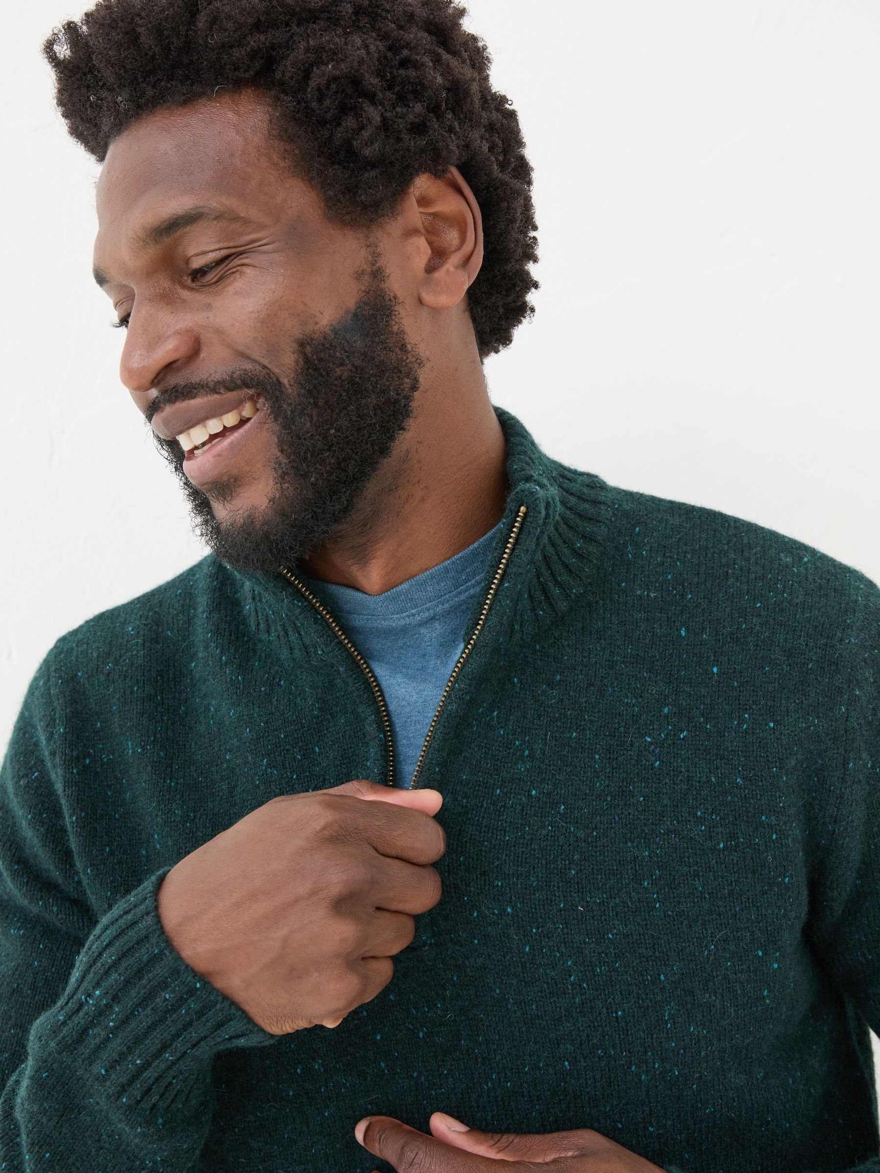 Dark Green Lambswool Half Neck Jumper - Image 4 of 6
