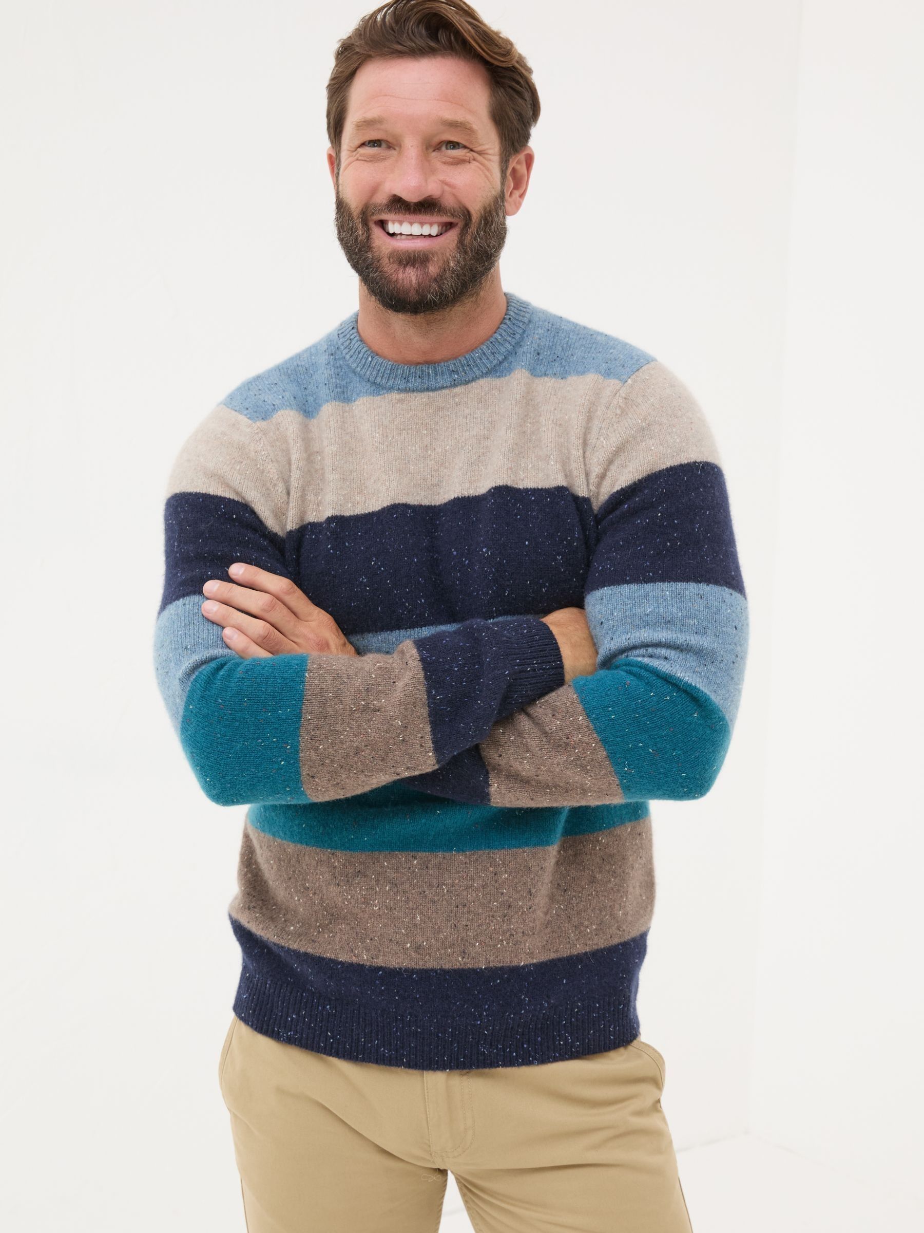 Navy Lambswool Knitted Crew Jumper - Image 1 of 4