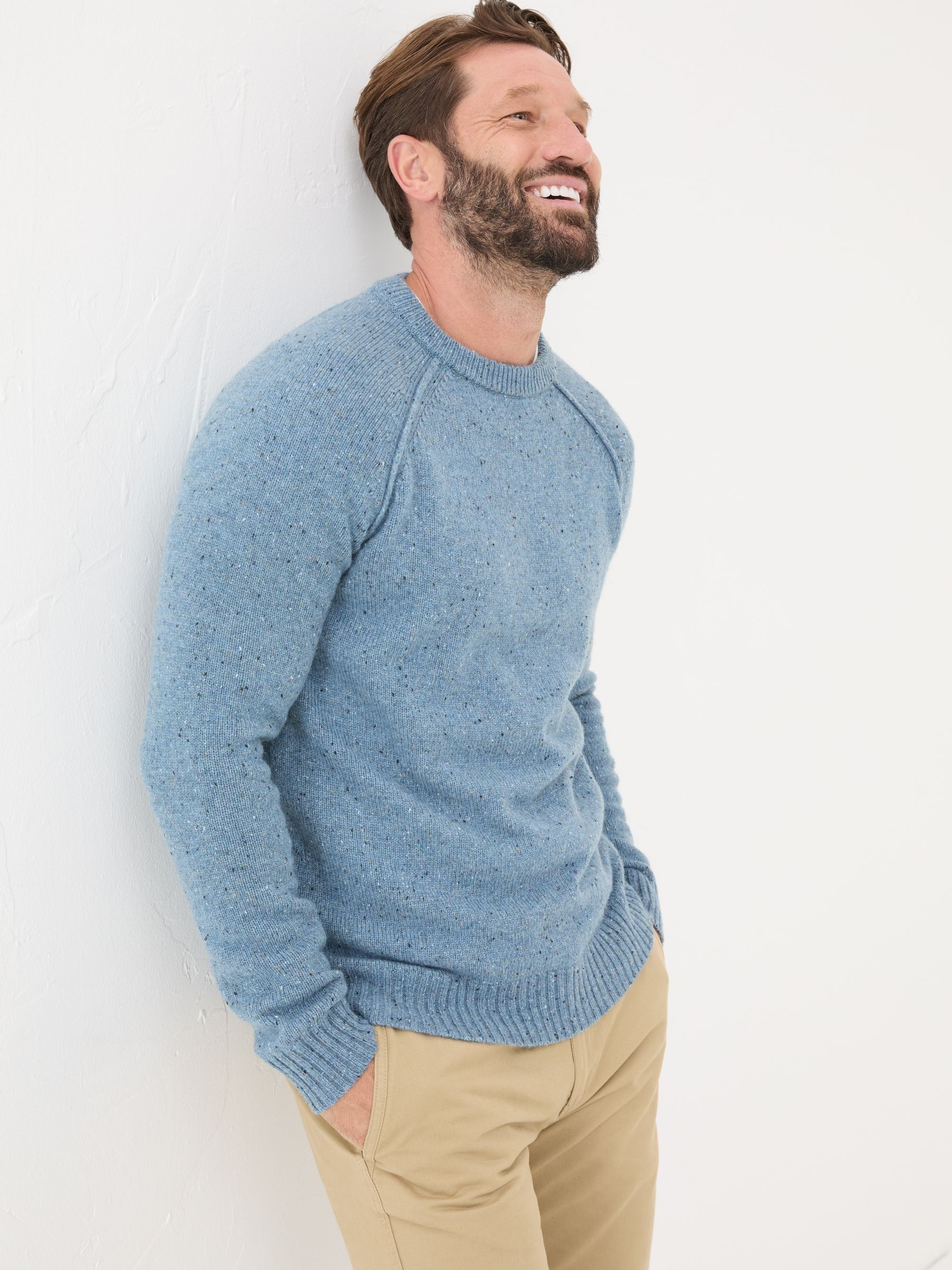 Chambray Blue Lambswool Plain Crew - Image 1 of 5