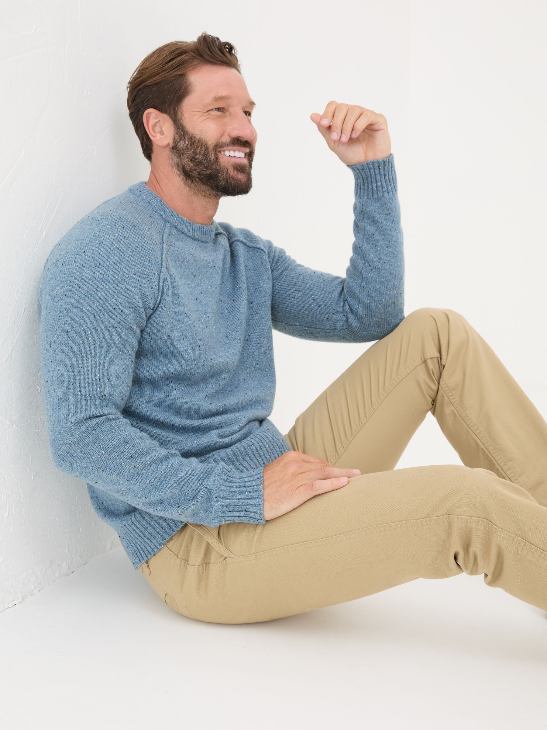 Chambray Blue Lambswool Plain Crew - Image 3 of 5