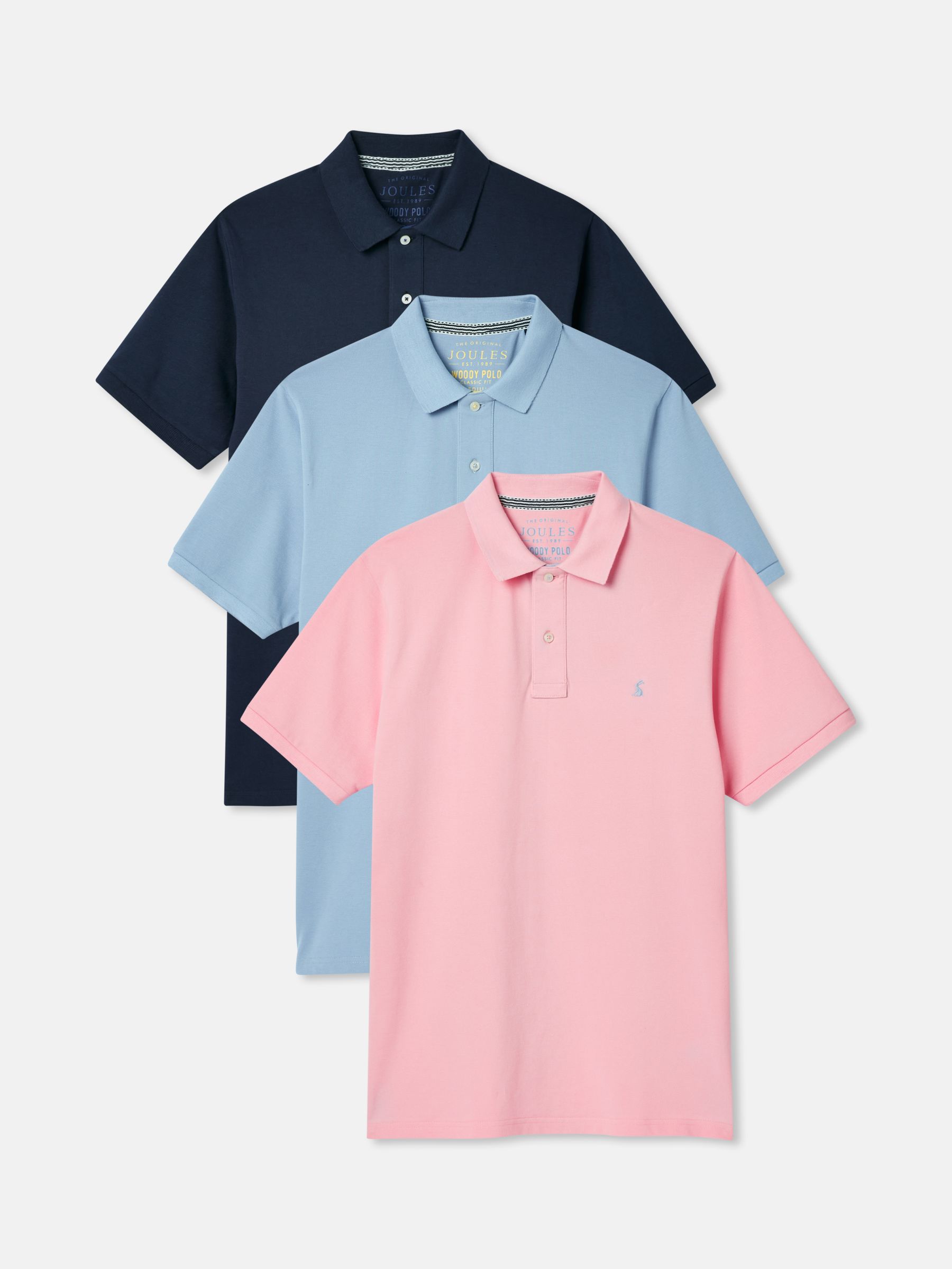 Woody 3 Pack Mixed Colours Cotton Polo Shirts - Image 1 of 4