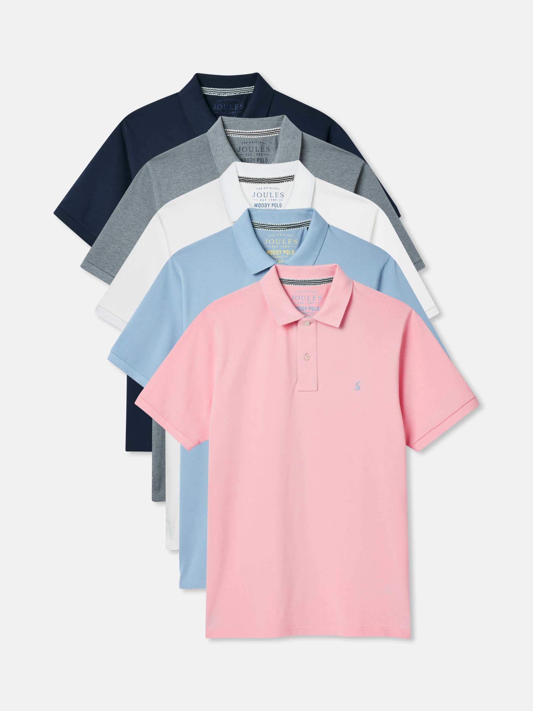 Woody 5 Pack Multi Cotton Polo Shirts - Image 1 of 6