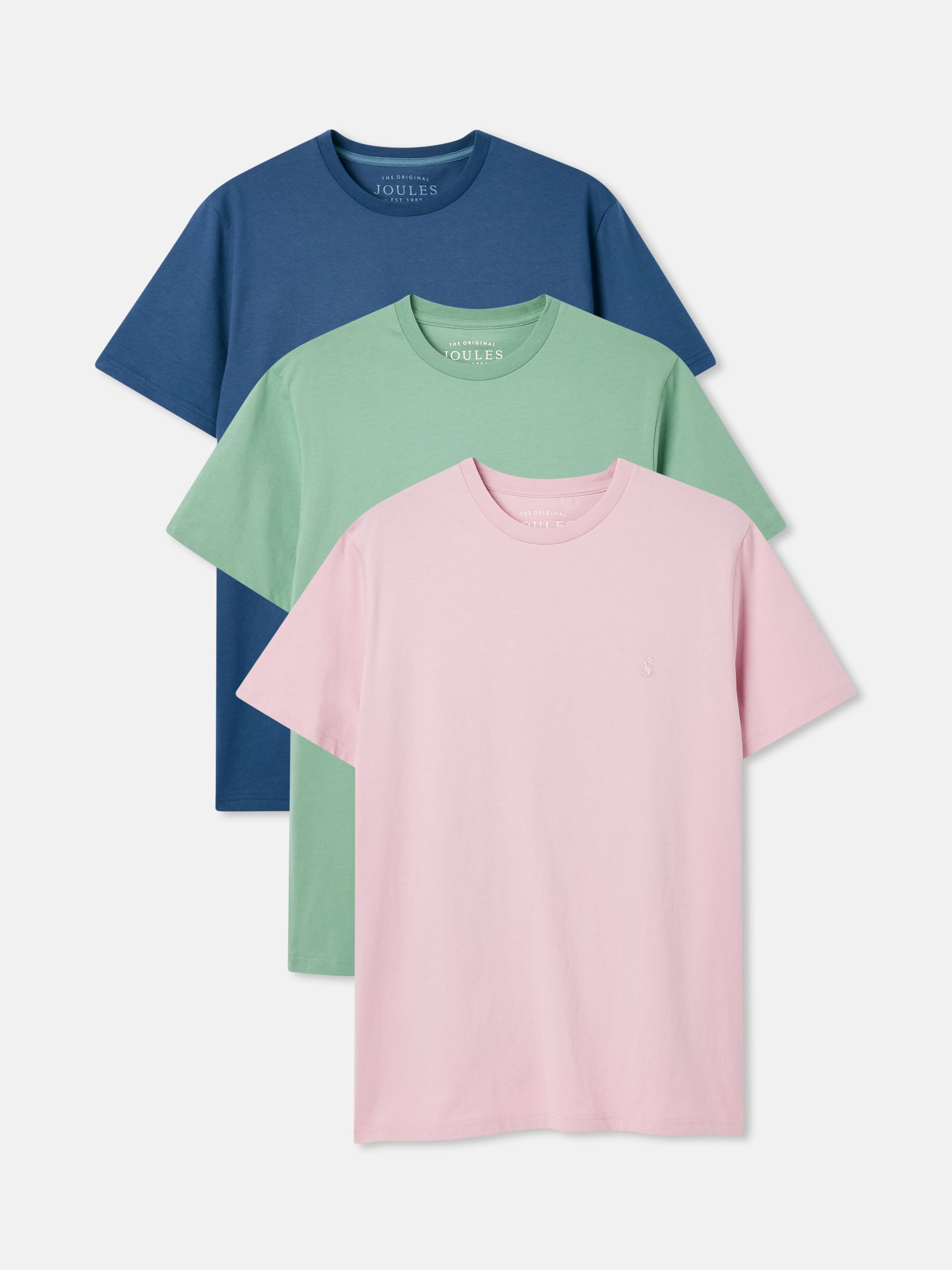 Denton 3 Pack Blue/Green/Pink Crew Neck T-Shirts - Image 1 of 4