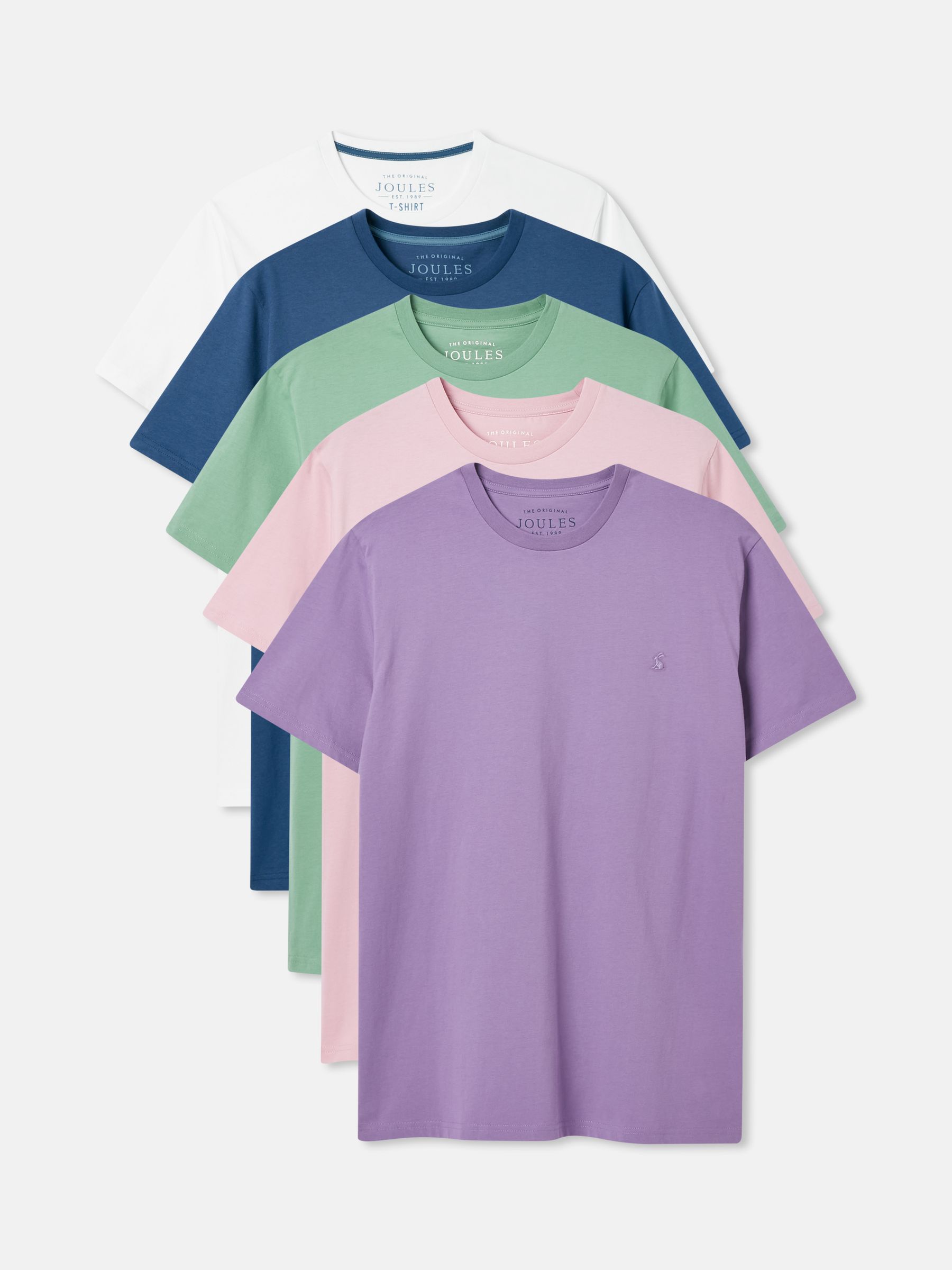 Denton 5 Pack Mixed Colours Crew Neck T-Shirts - Image 1 of 5