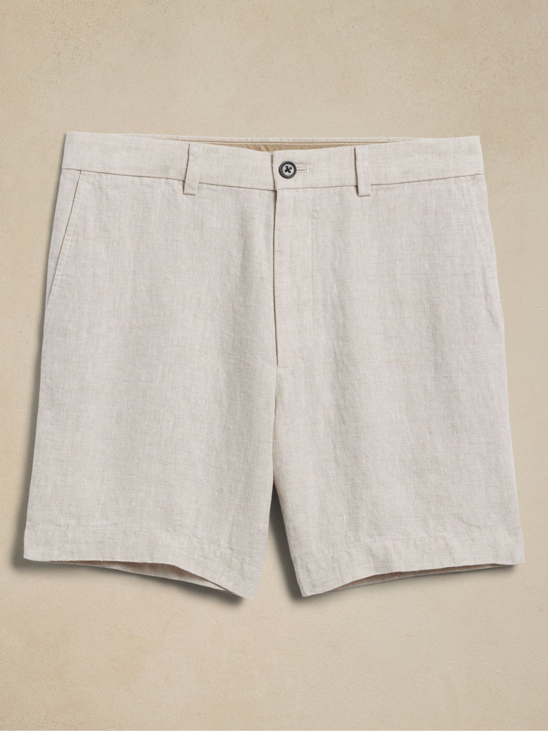 Banana Republic Taupe Lino Slim Fit 100% Linen 7"" Shorts - Image 4 of 4