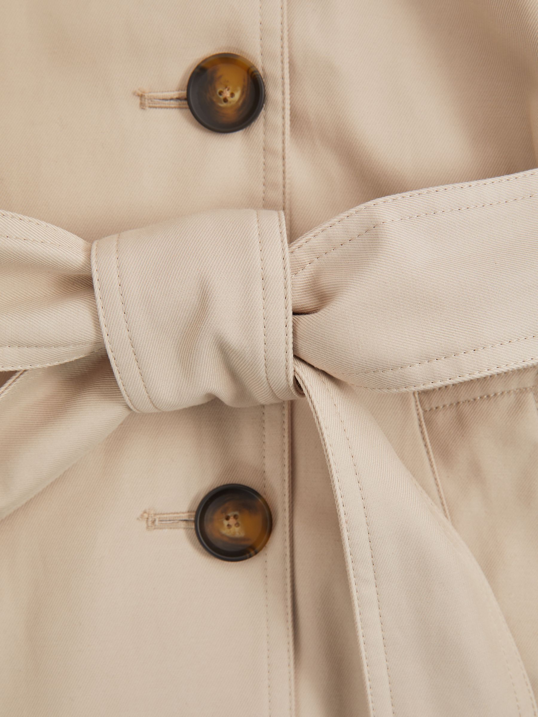 Double Breasted Hooded Insert Trench Coat in Stone - Image 5 of 5