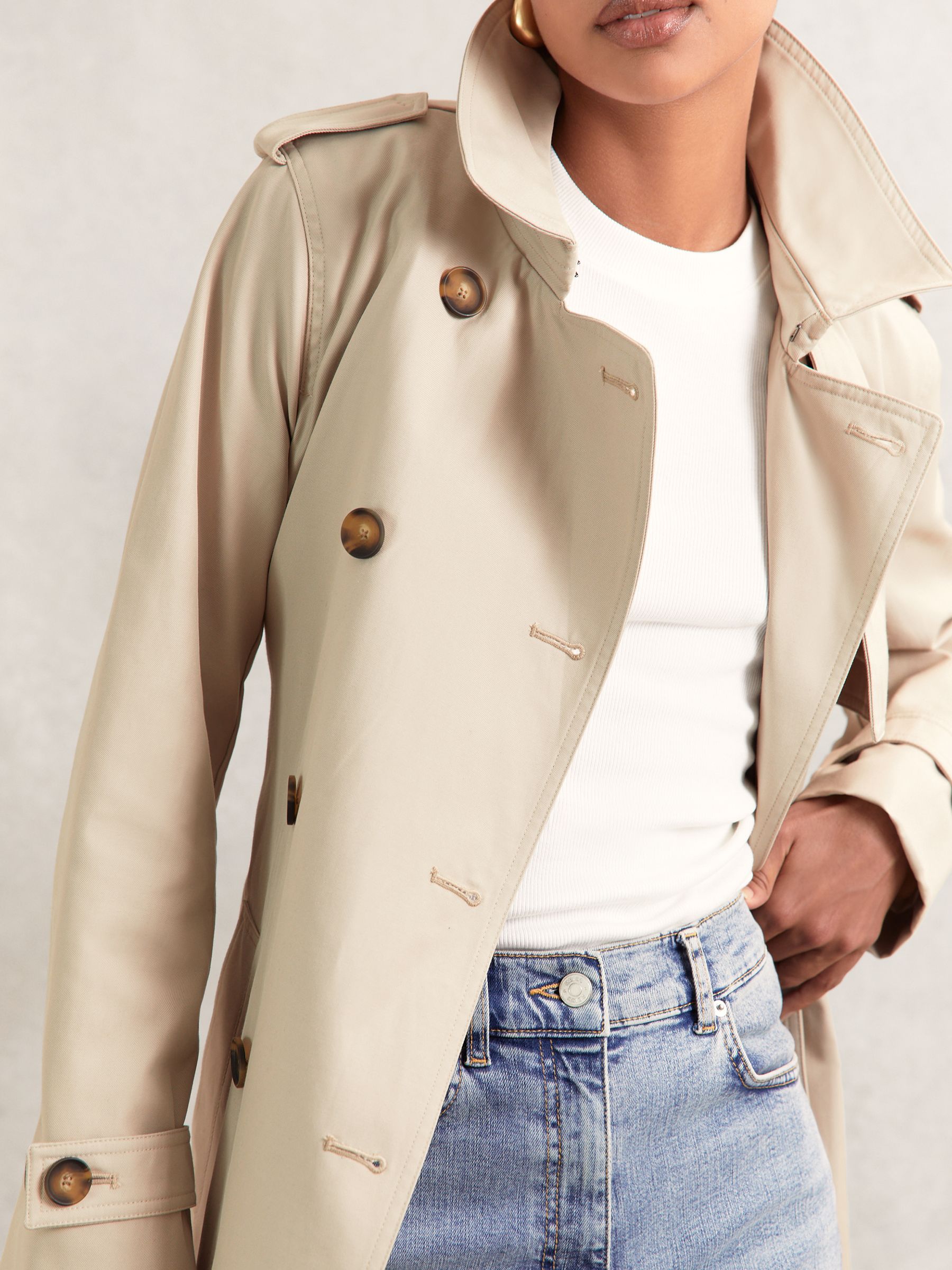 Hooded Insert Trench Coat in Stone - Image 6 of 8