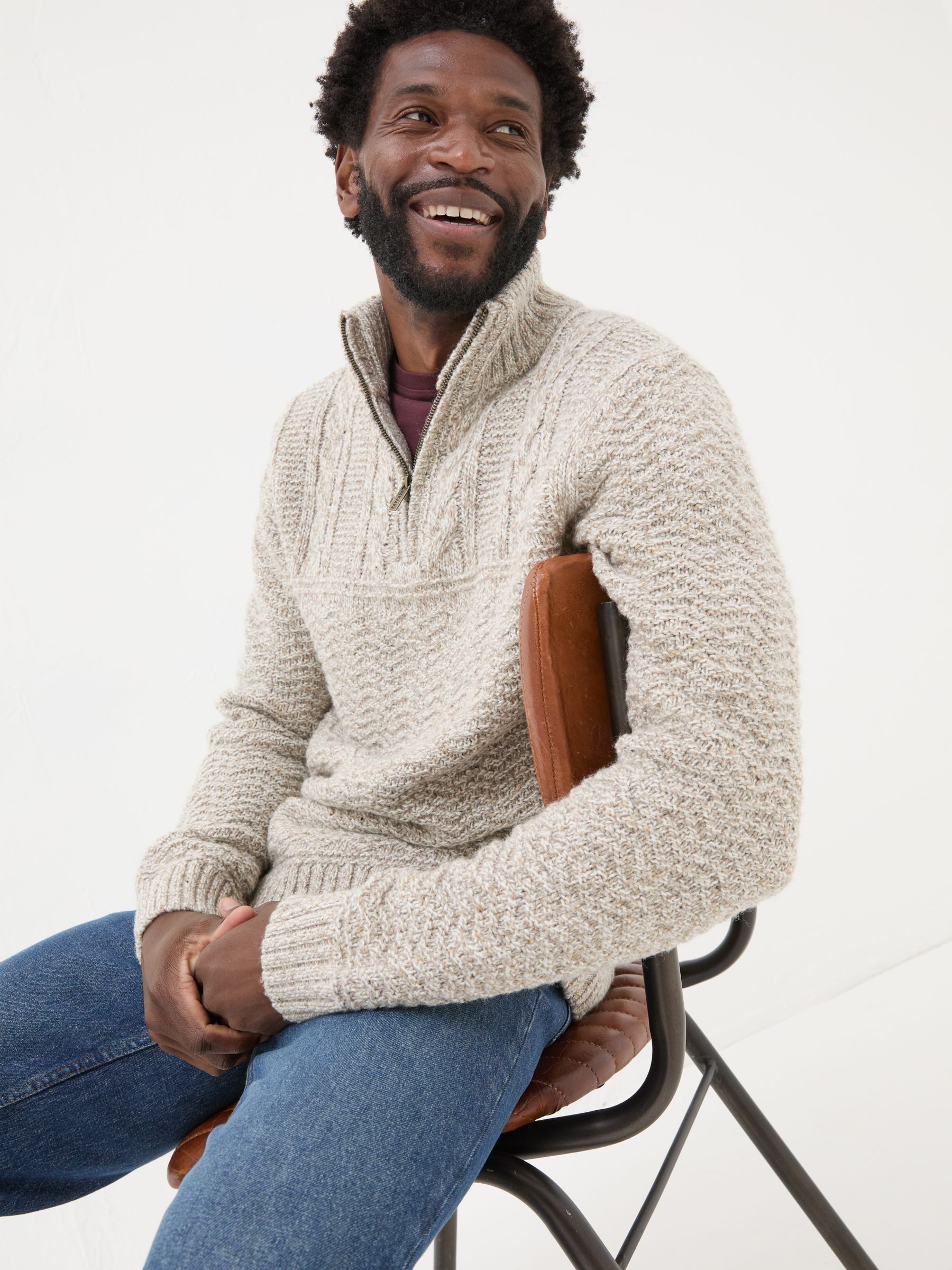 Oatmeal Funtley Half Neck Jumper - Image 4 of 6