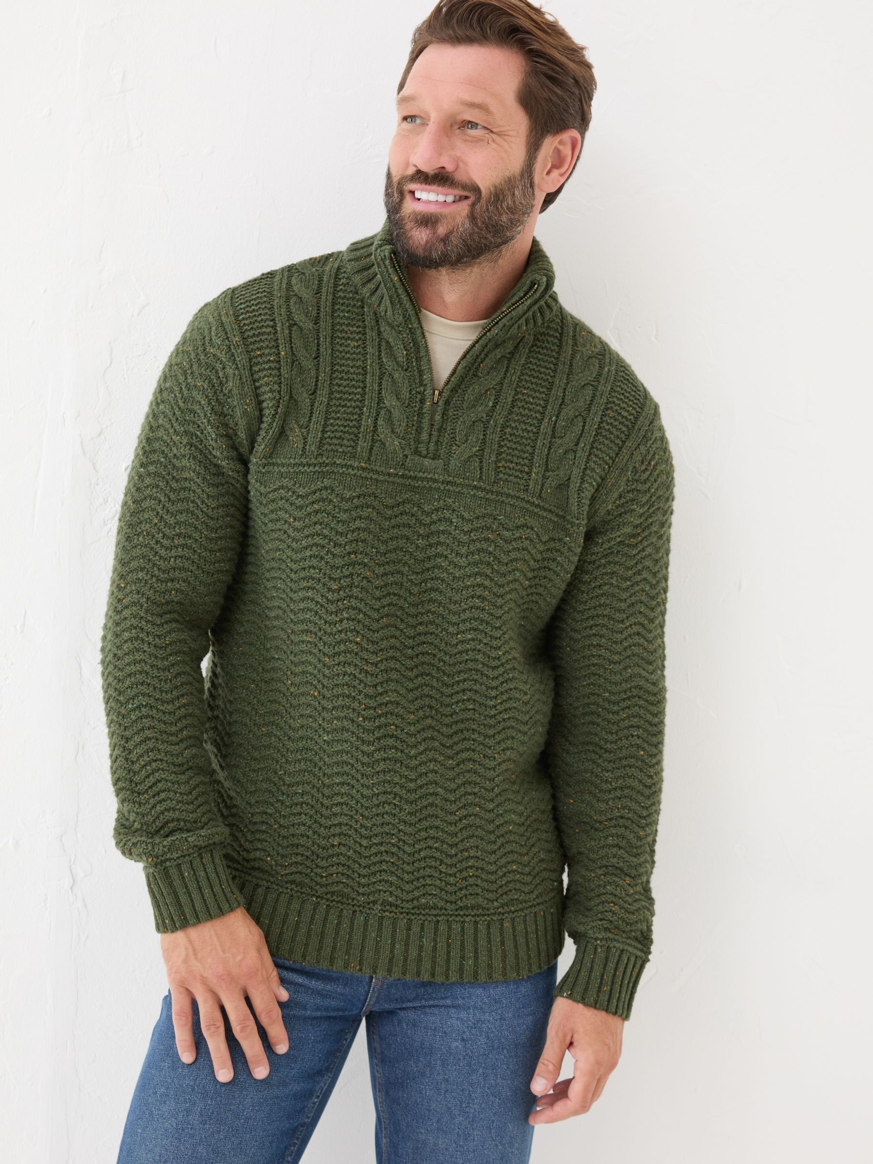Khaki Green Funtley Half Neck Jumper - Image 1 of 5