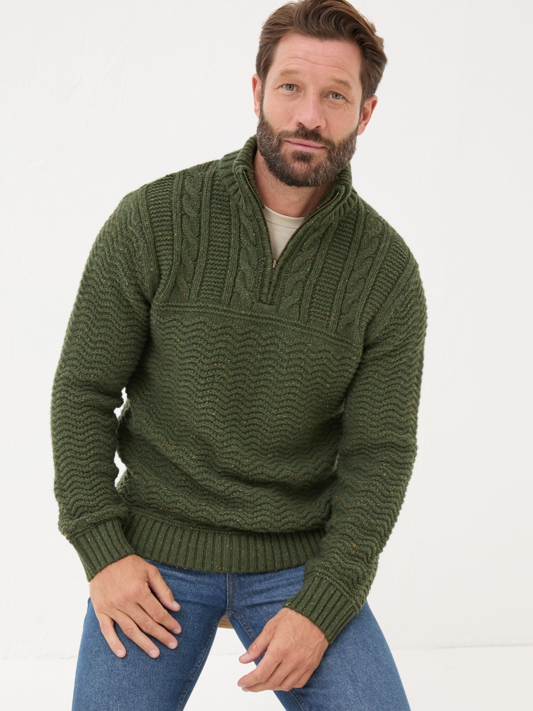 Khaki Green Funtley Half Neck Jumper - Image 3 of 5