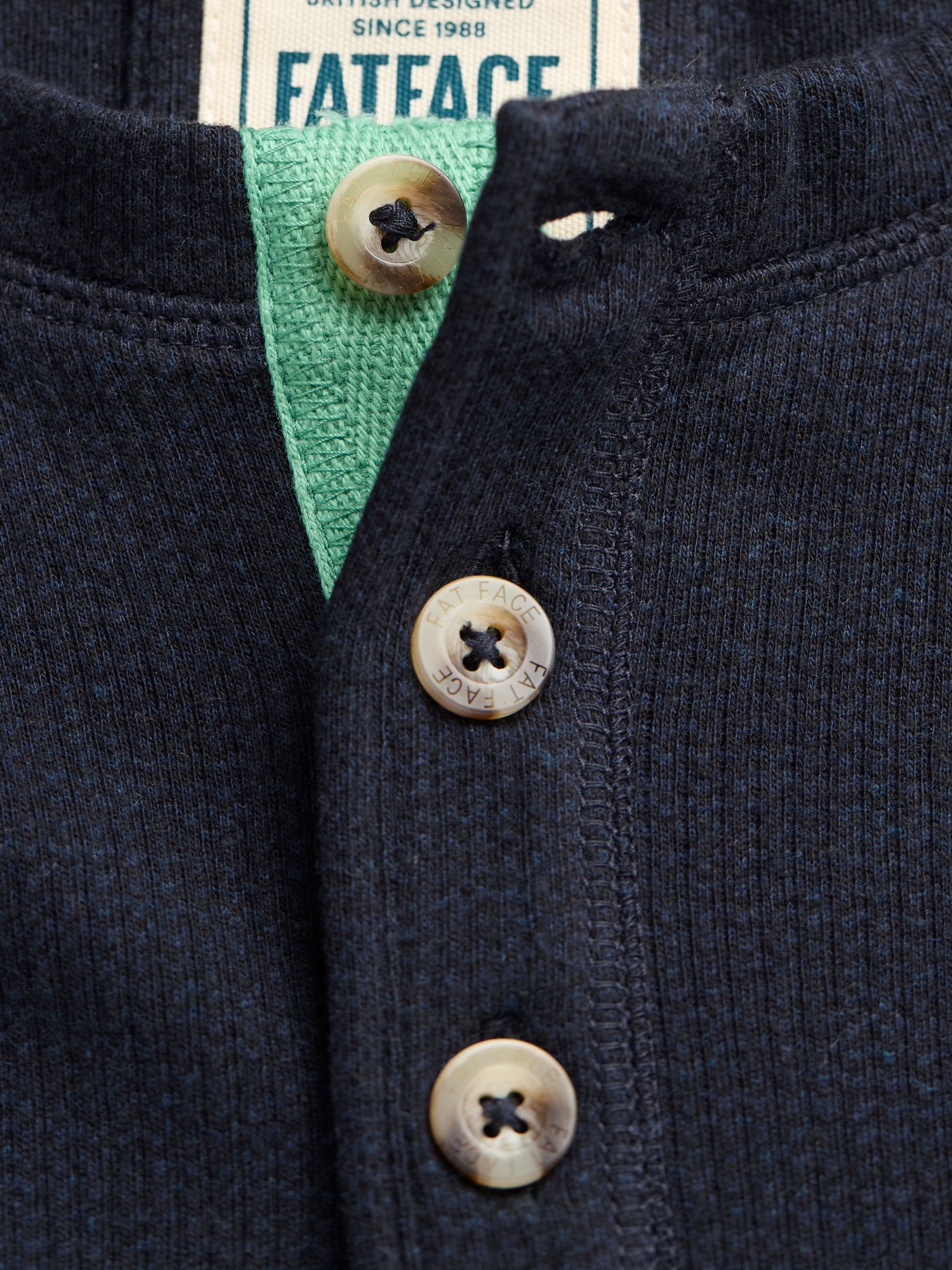 Navy Textured Henley 100% Cotton T-Shirt - Image 6 of 6