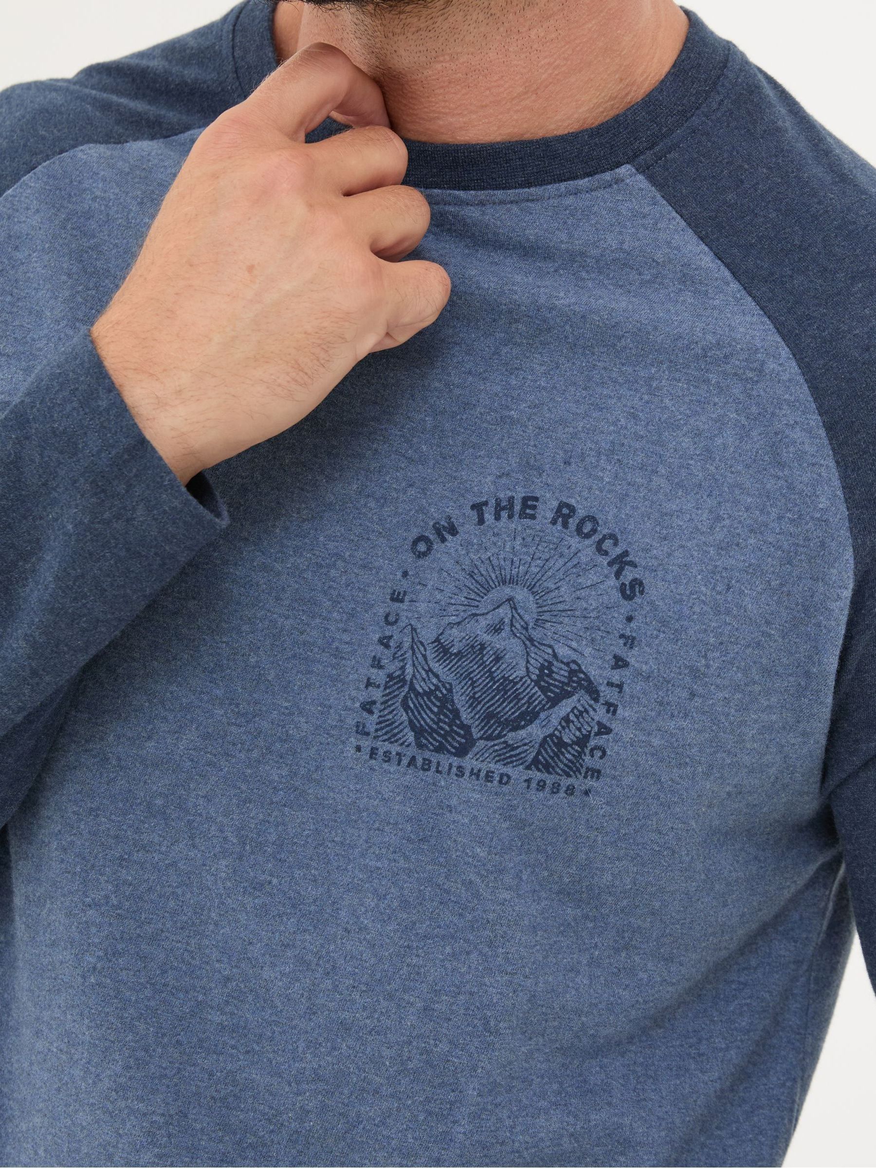 Dusky Blue On The Rocks Raglan 100% Cotton T-Shirt - Image 4 of 5