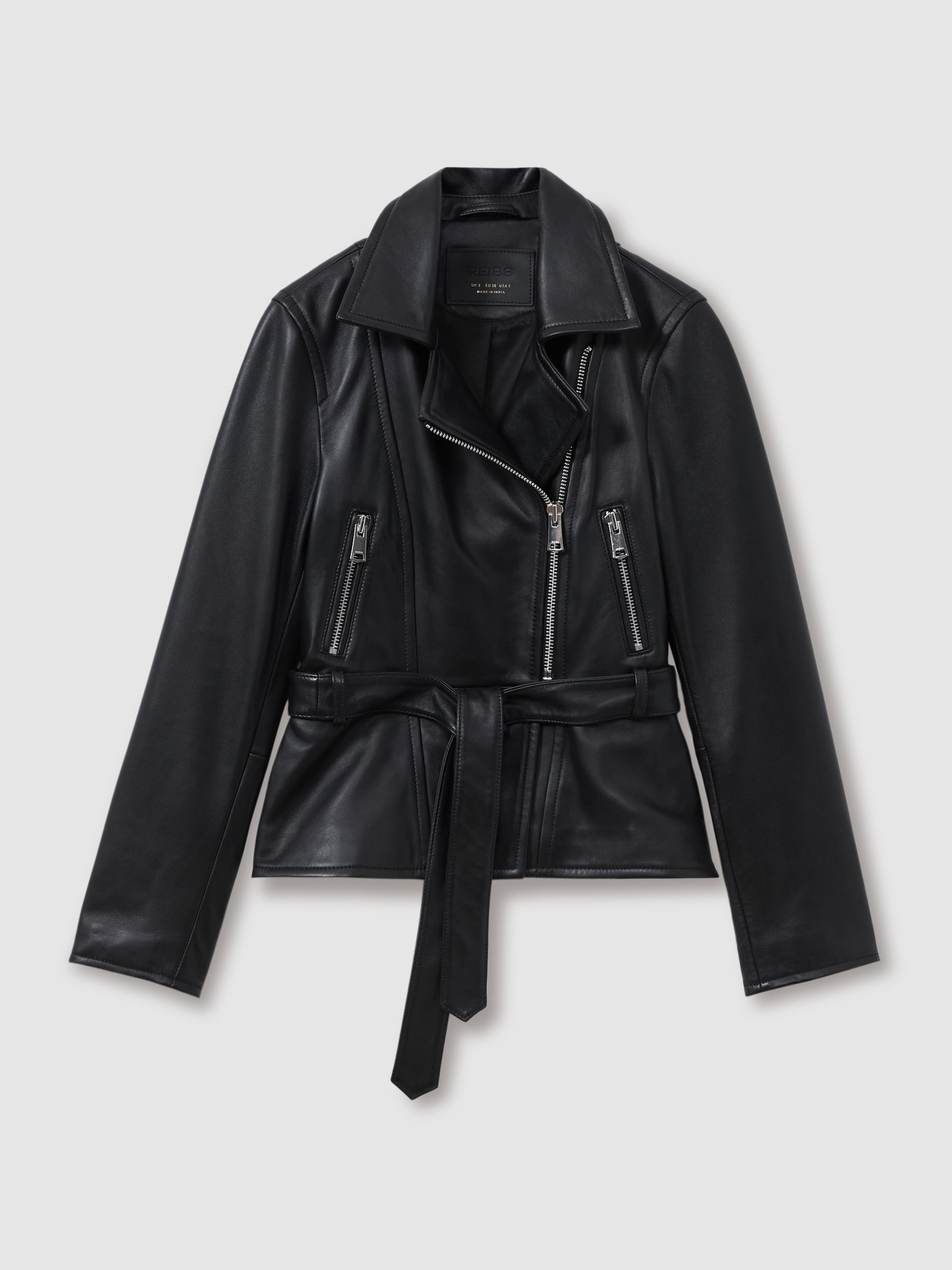 Febe Black Belted Leather Jacket - Image 2 of 7