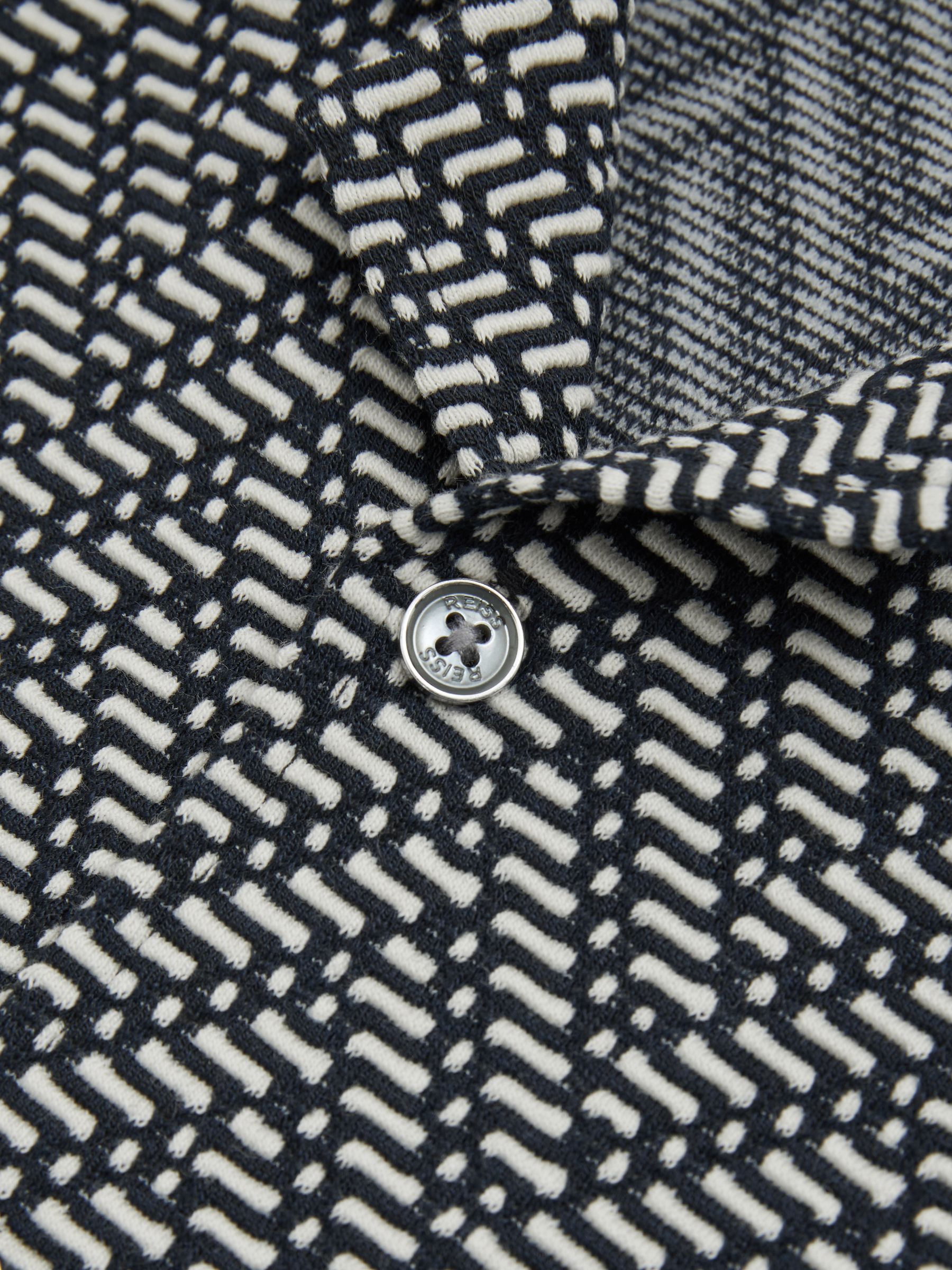 9-13 yrs Zig-Zag Cuban Collar Shirt in Navy - Image 4 of 4