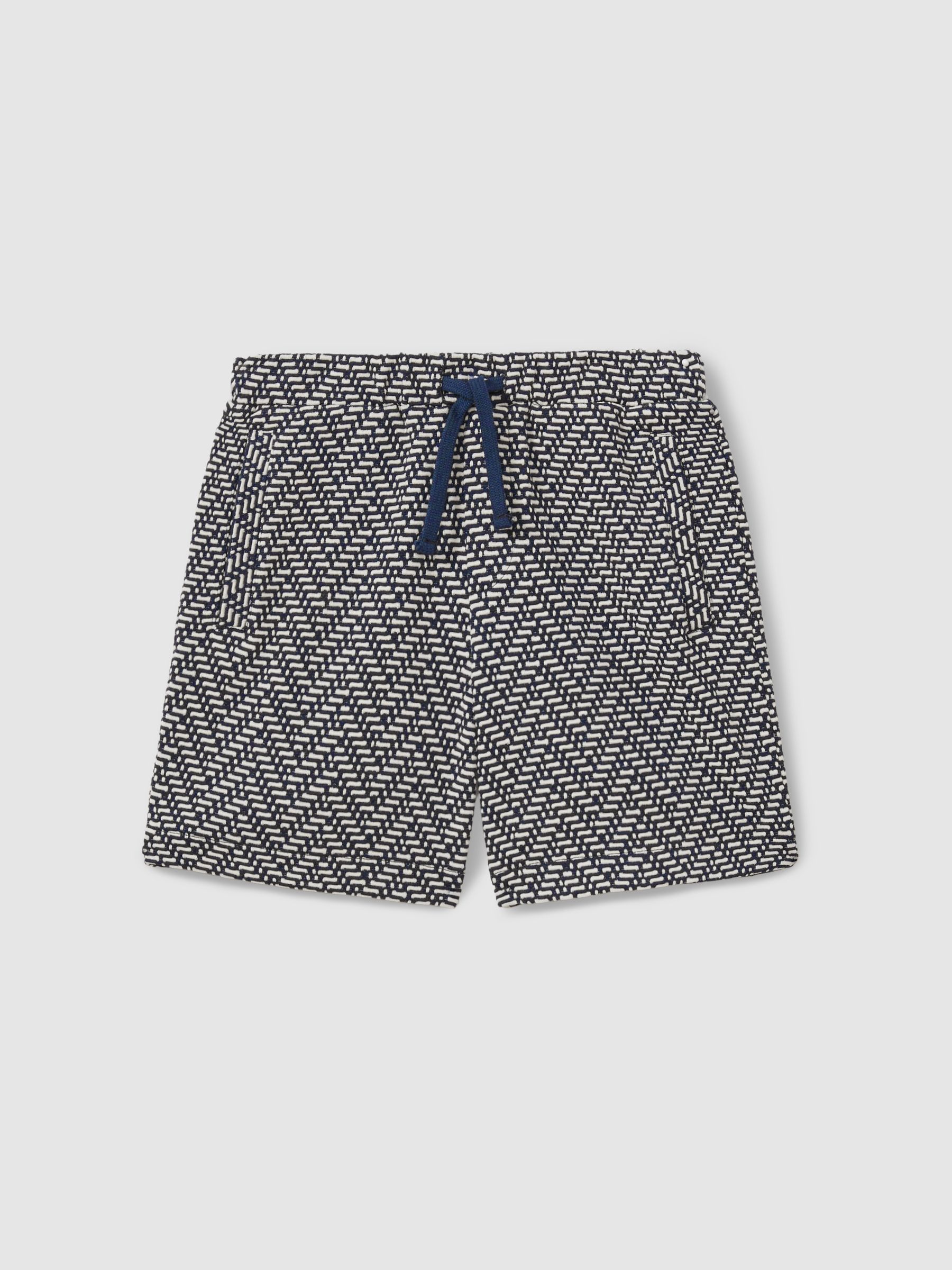 9-13 yrs Zig-Zag Drawstring Waist Shorts in Navy - Image 2 of 4
