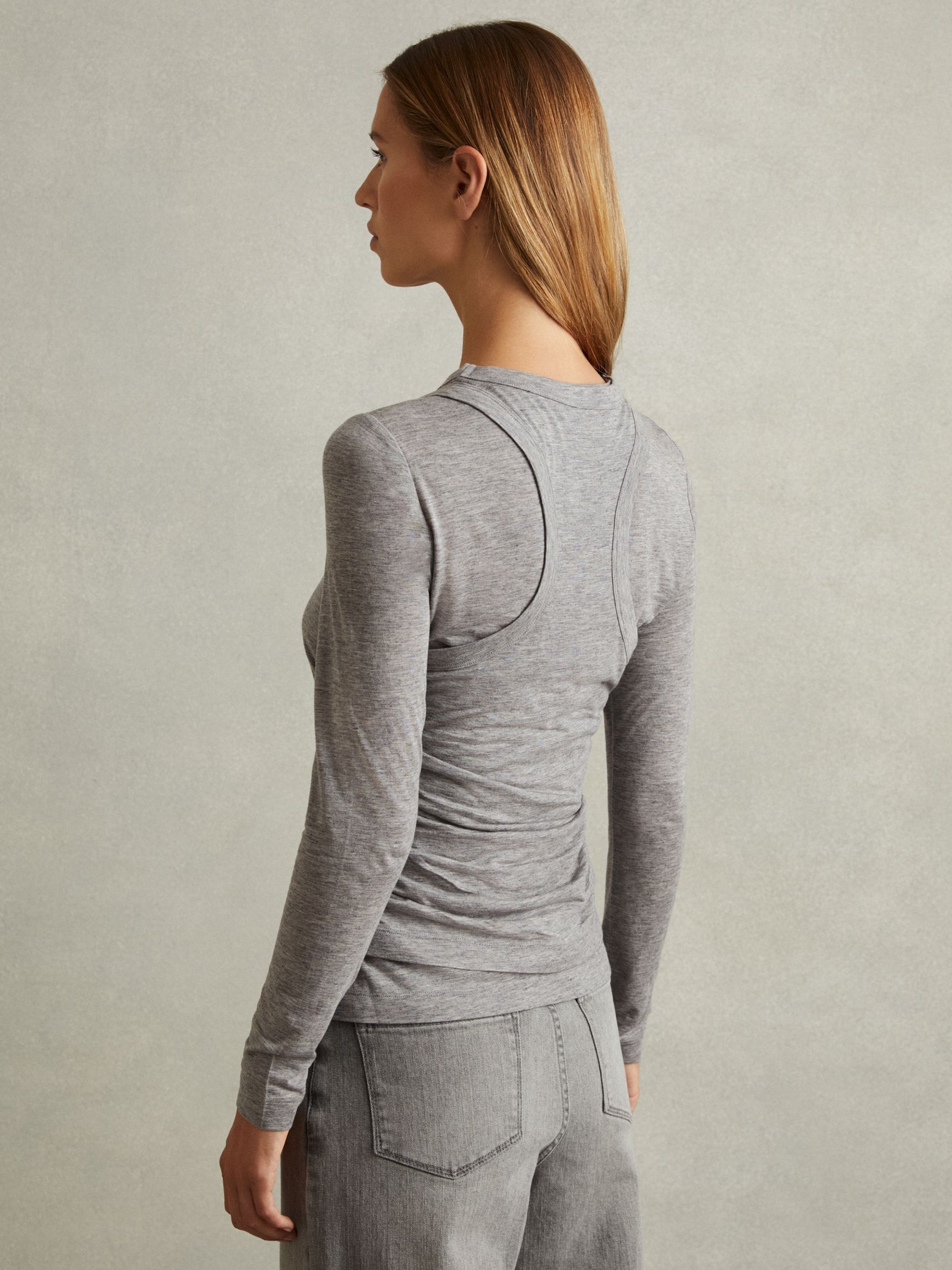 Layered Long-Sleeve Top in Grey - Image 4 of 5