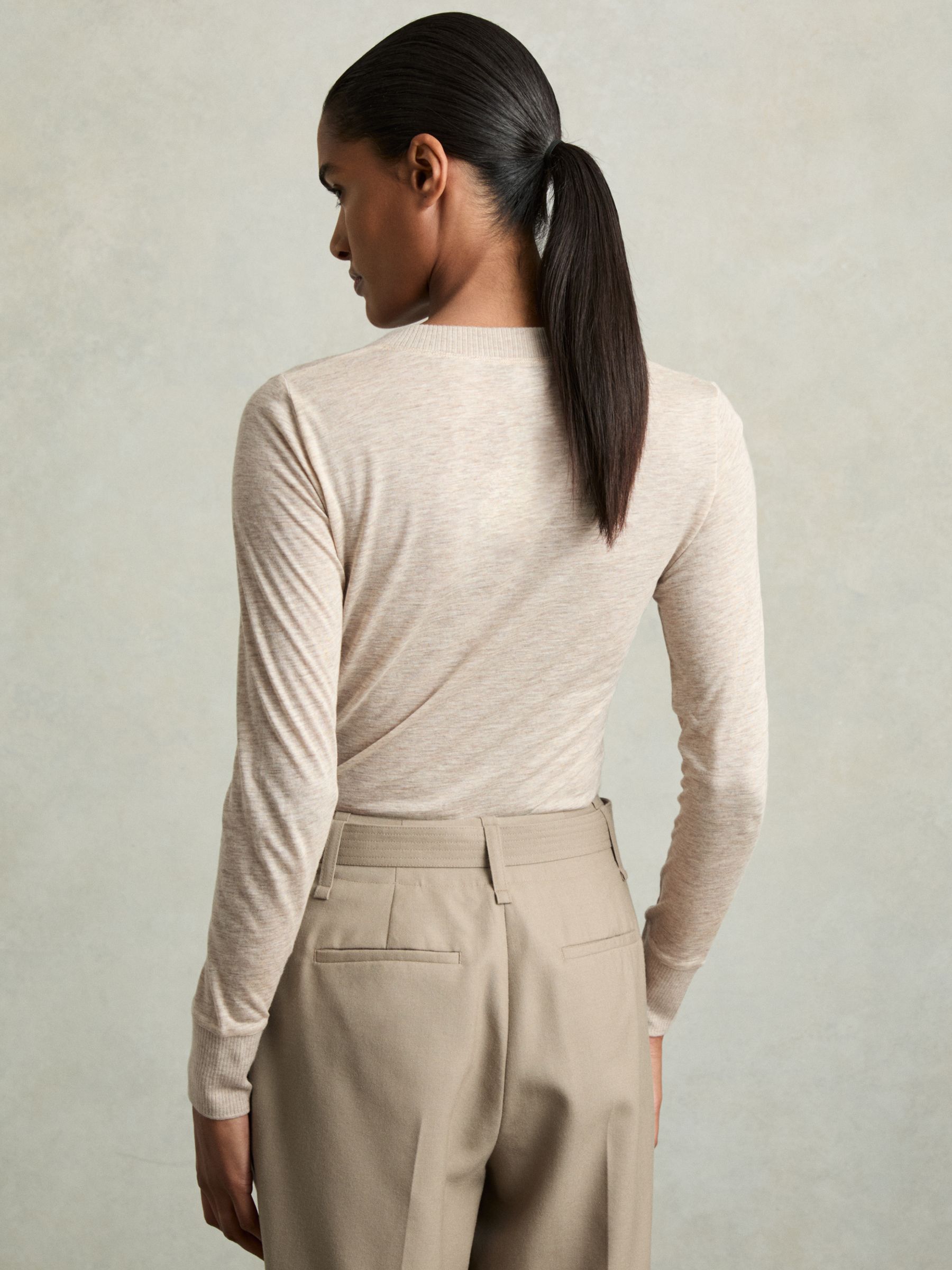 Lyocell-Wool Marled V-Neck Top in Stone - Image 5 of 7