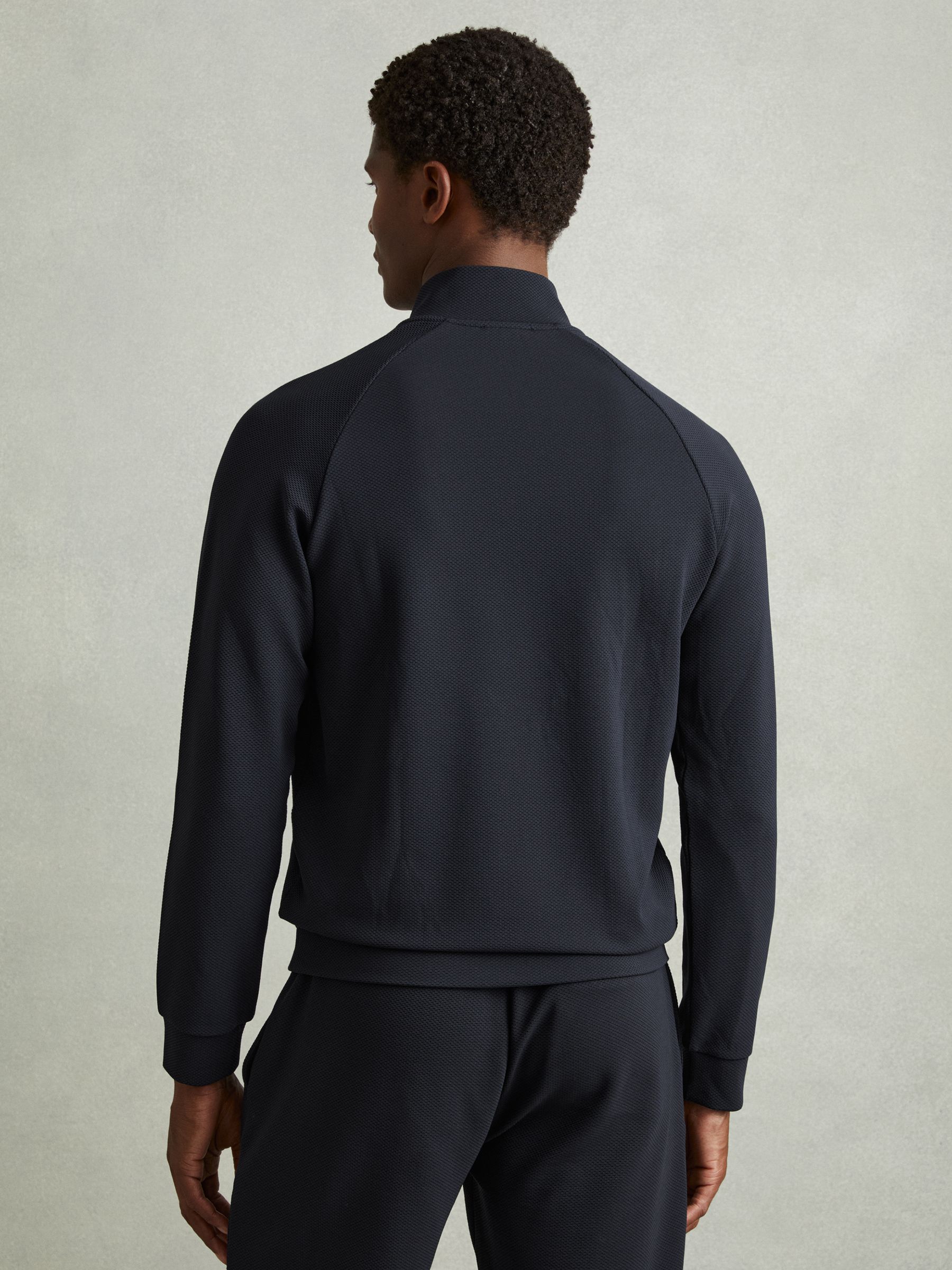 Textured Half-Zip Funnel-Neck Sweatshirt in Navy - Image 4 of 6