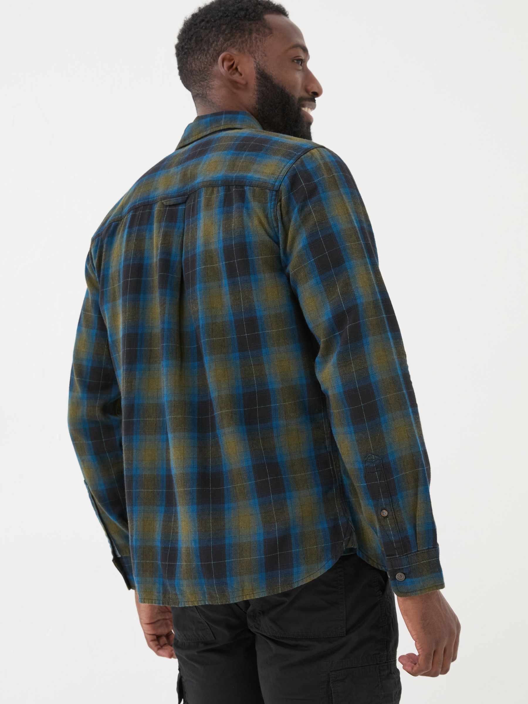 Blue Long Sleeve Kent Check 100% Cotton Shirt - Image 2 of 5