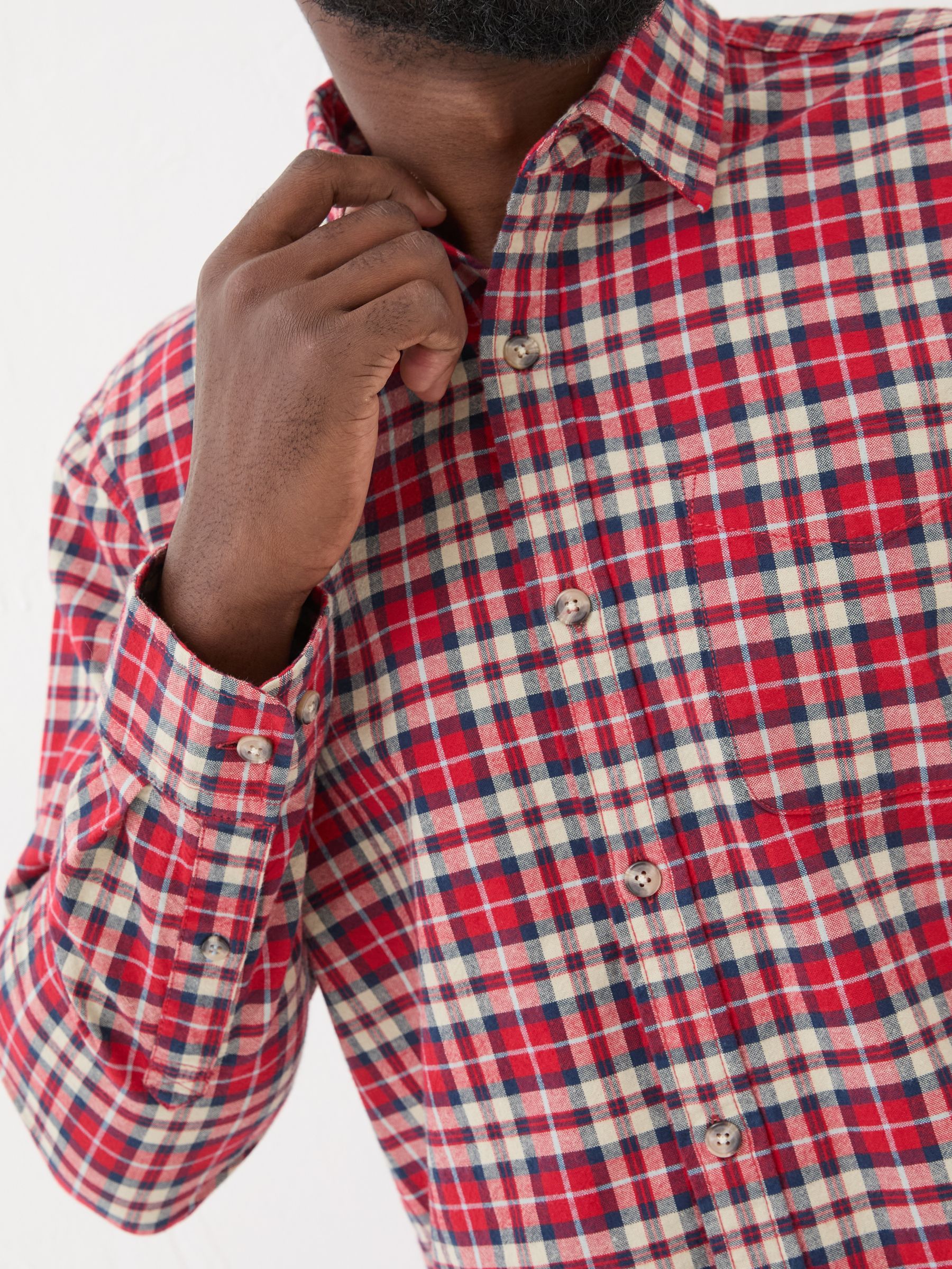 Red Long Sleeve Otley Check 100% Cotton Shirt - Image 4 of 5