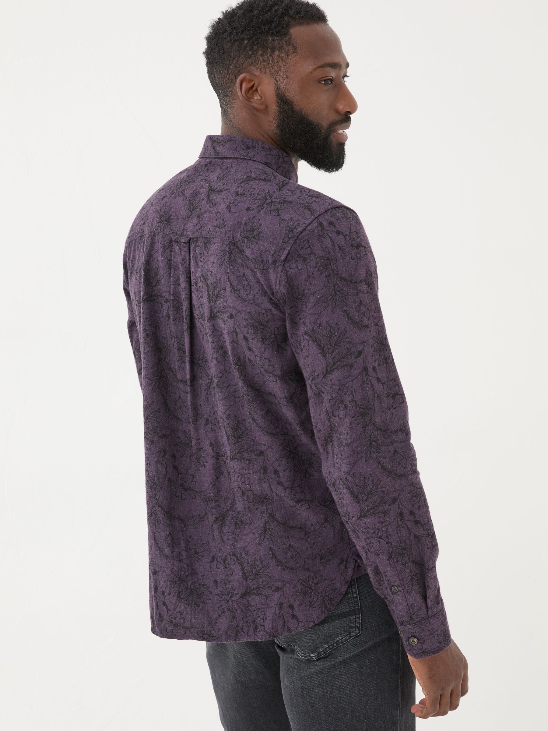 Purple Long Sleeve Floral Print 100% Cotton Shirt - Image 2 of 6
