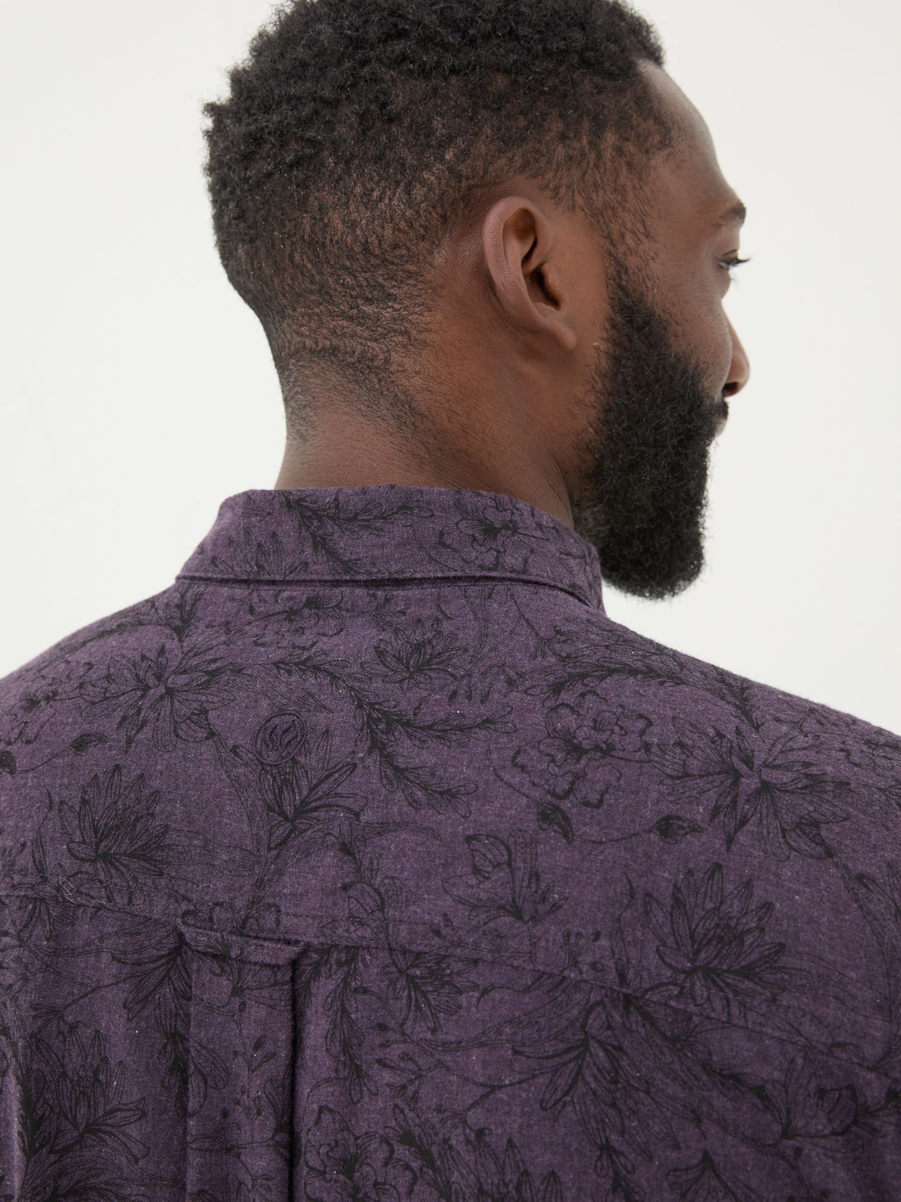 Purple Long Sleeve Floral Print 100% Cotton Shirt - Image 4 of 6
