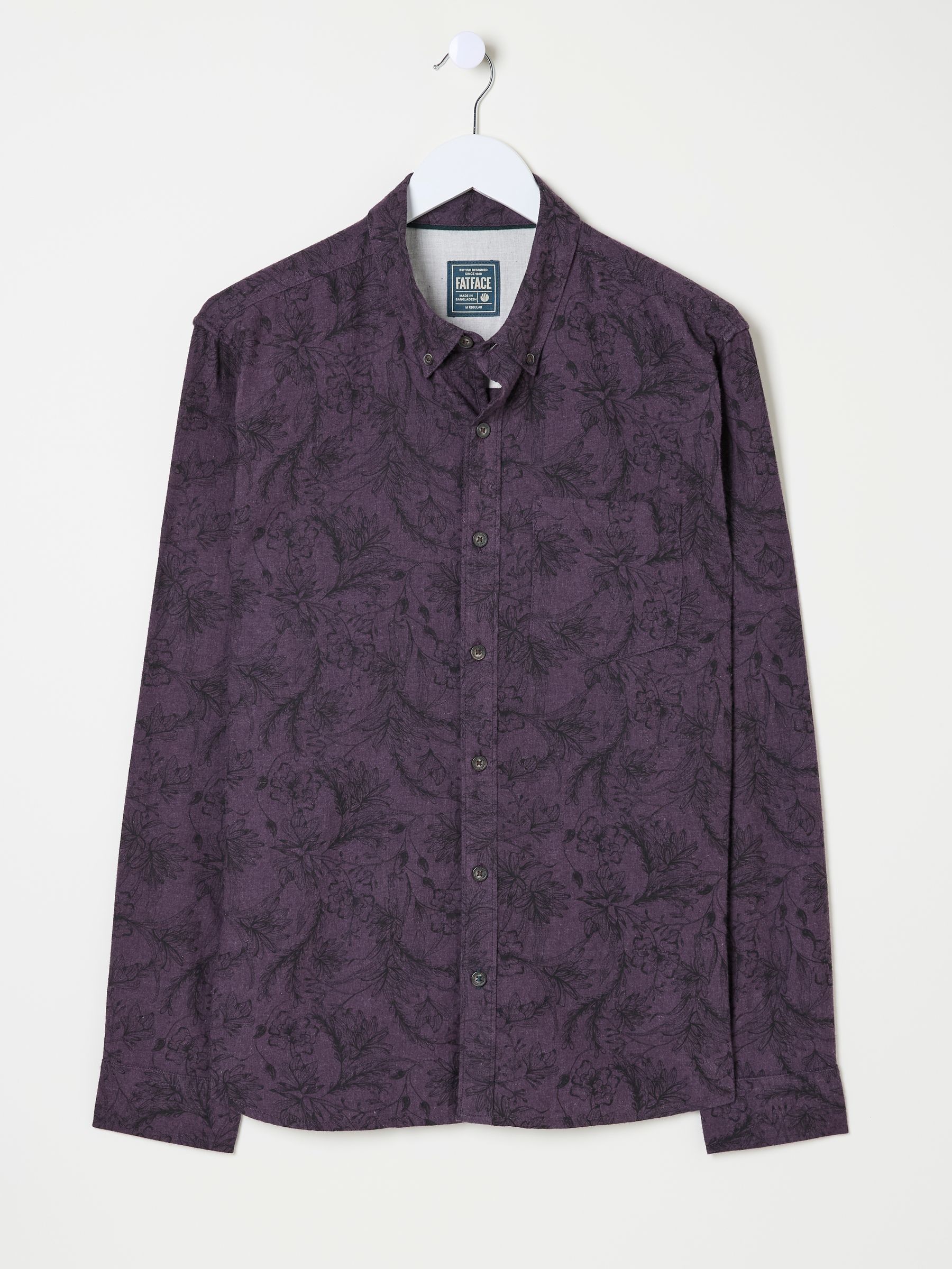 Purple Long Sleeve Floral Print 100% Cotton Shirt - Image 5 of 6