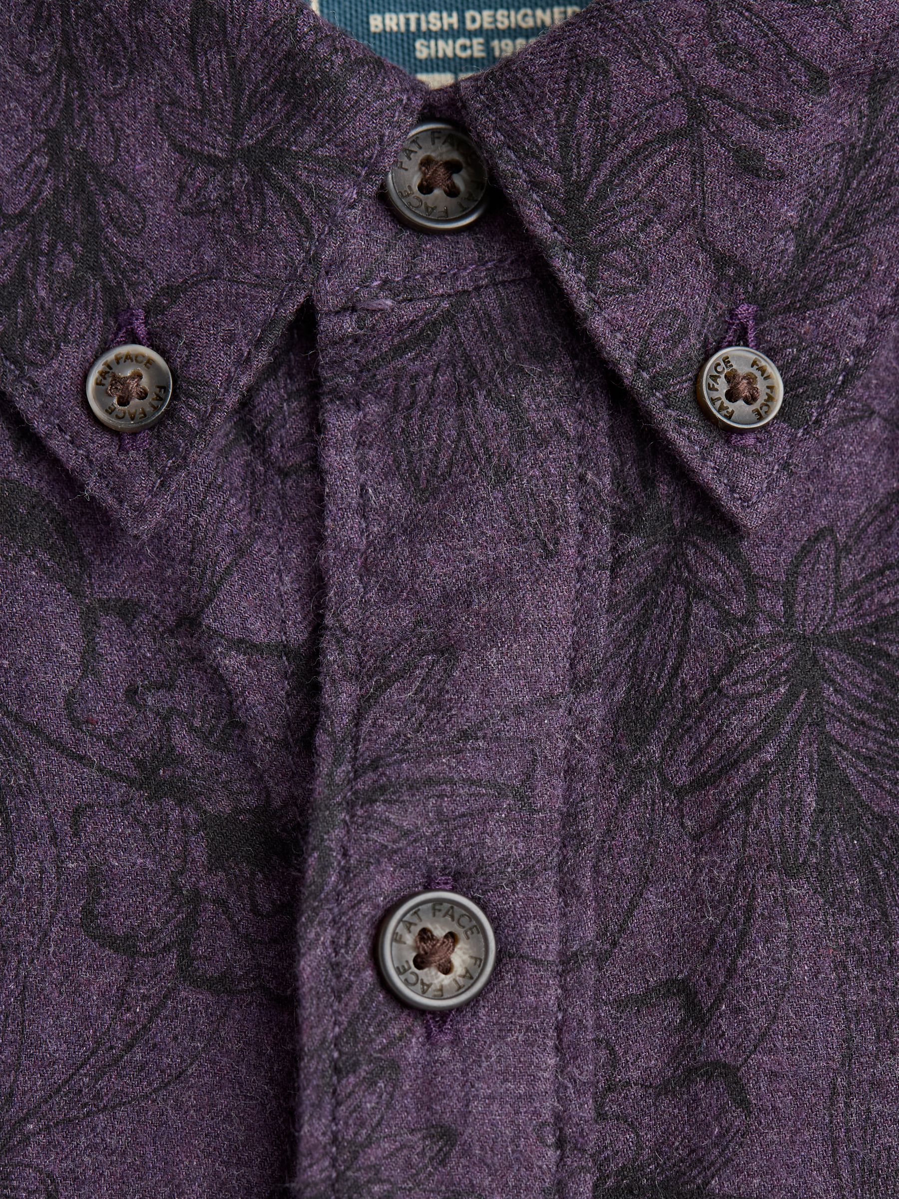 Purple Long Sleeve Floral Print 100% Cotton Shirt - Image 6 of 6