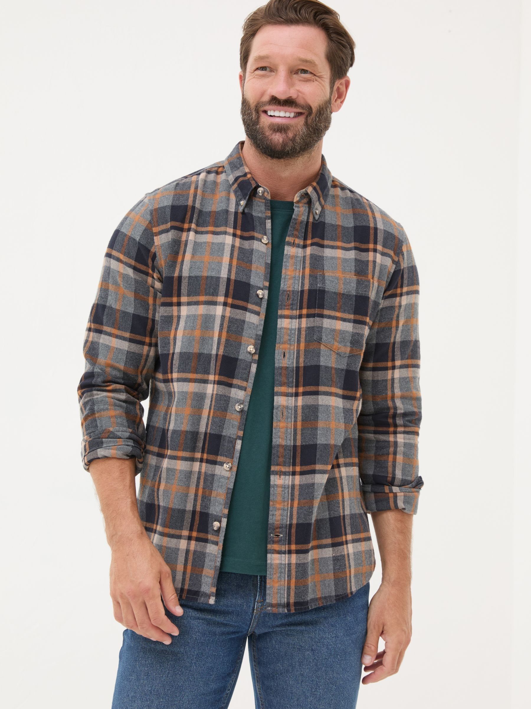 Grey Long Sleeve Selby Check 100% Cotton Shirt - Image 1 of 5